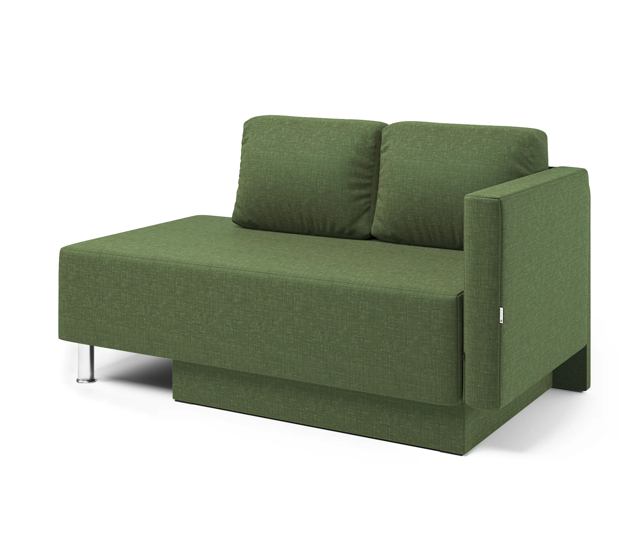 Изображение товара Кушетка Леон правый рогожка зелёный с механизмом еврокнижка и бельевым ящиком