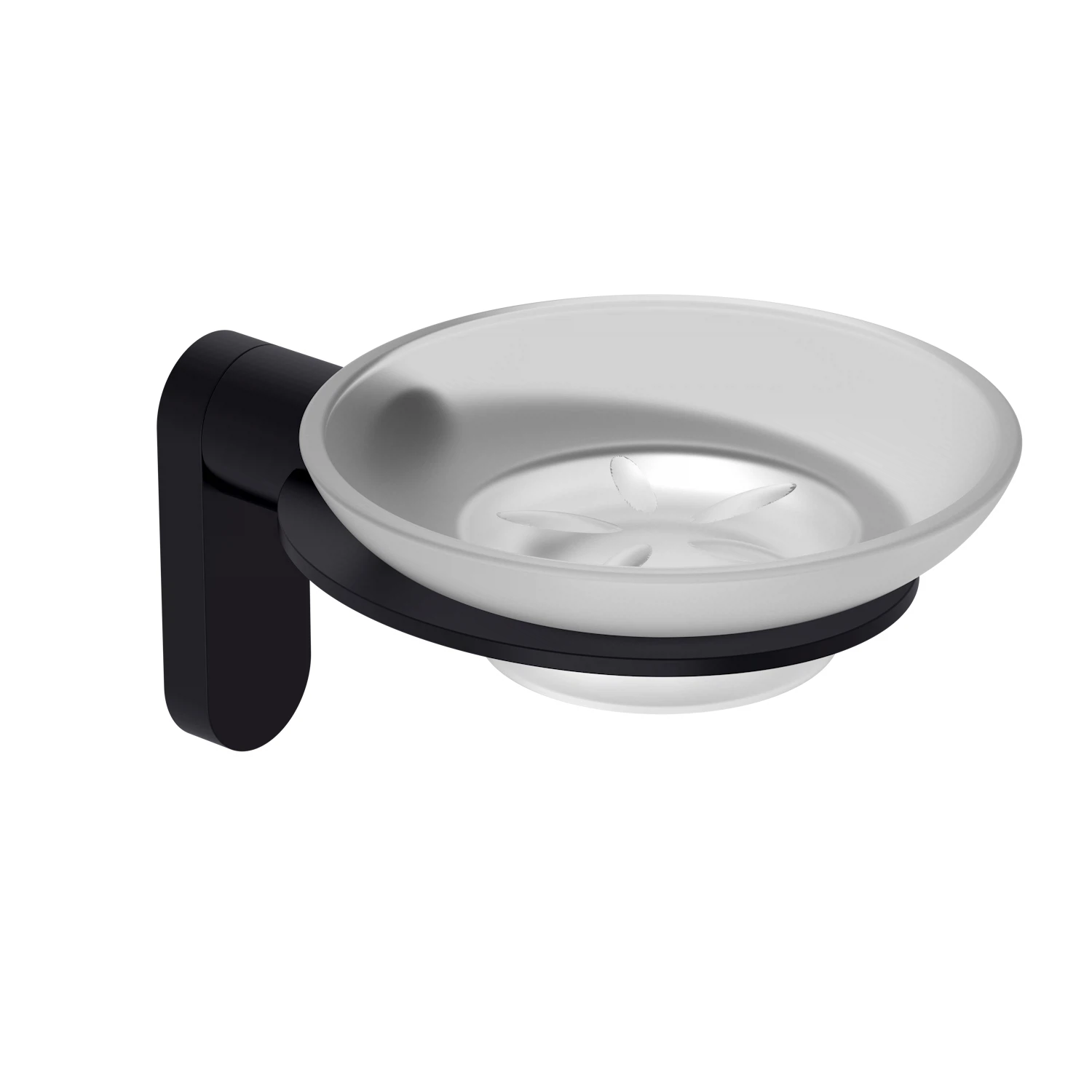 Изображение товара Мыльница стеклянная с держателем Raglo R300 черная, современный дизайн