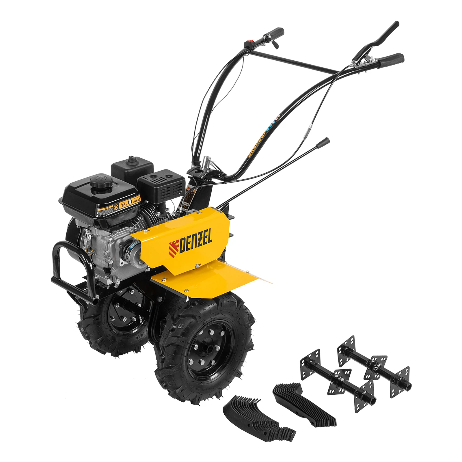 Изображение товара Мотоблок DPT-170,7 л.с.,ремен.сцеп,шир 85 см,глуб 35 см,фрез 3х3,ШОМ,скор 2В/1Н,Denzel 56431