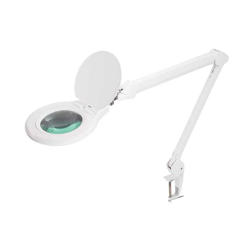 Изображение товара Лупа на струбцине круглая 5D с подсветкой 72 SMD, сенсорный регулятор яркости, ø152мм, белая