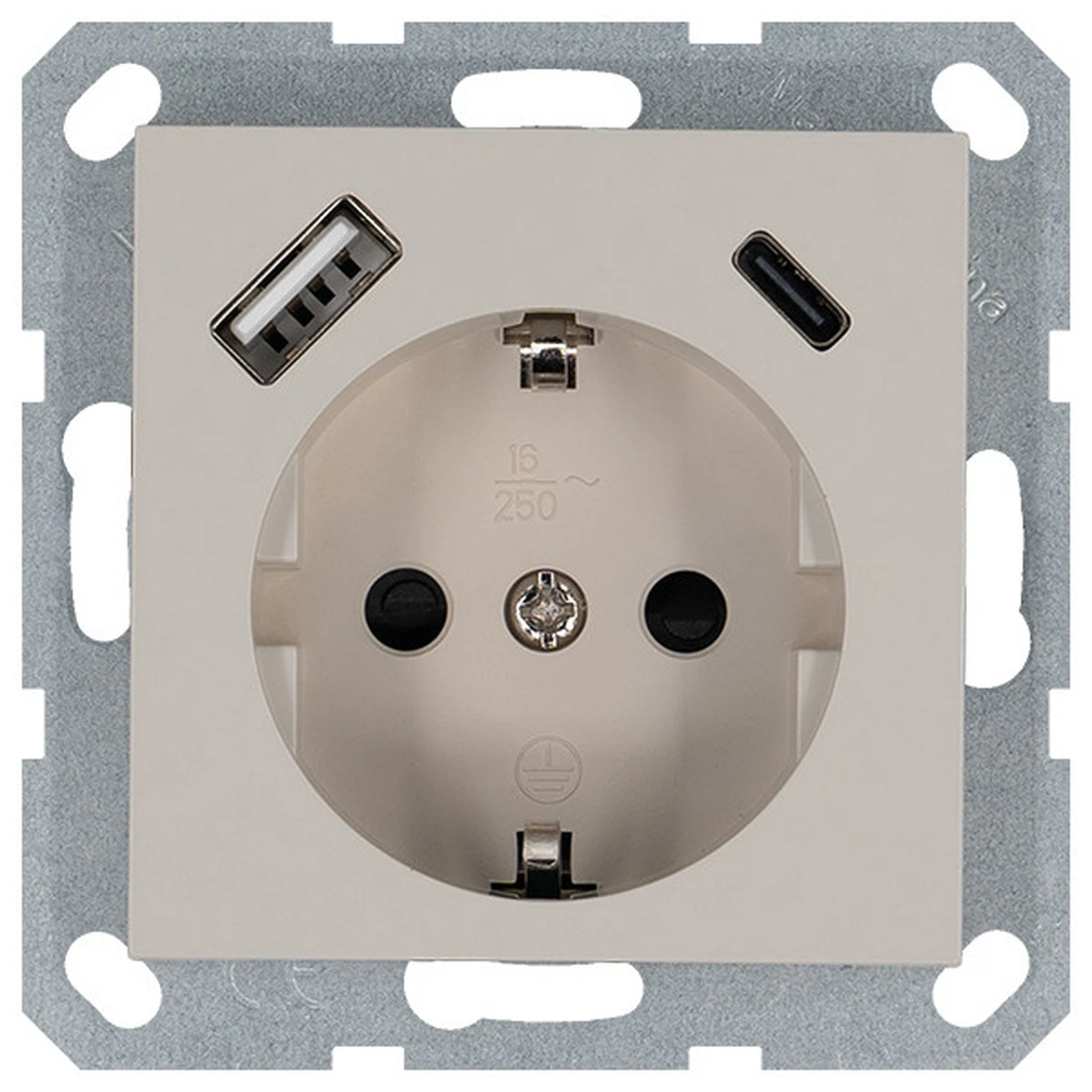 Изображение товара Розетка с USB Jasmart G со шторками 16A черная монтаж скрытый