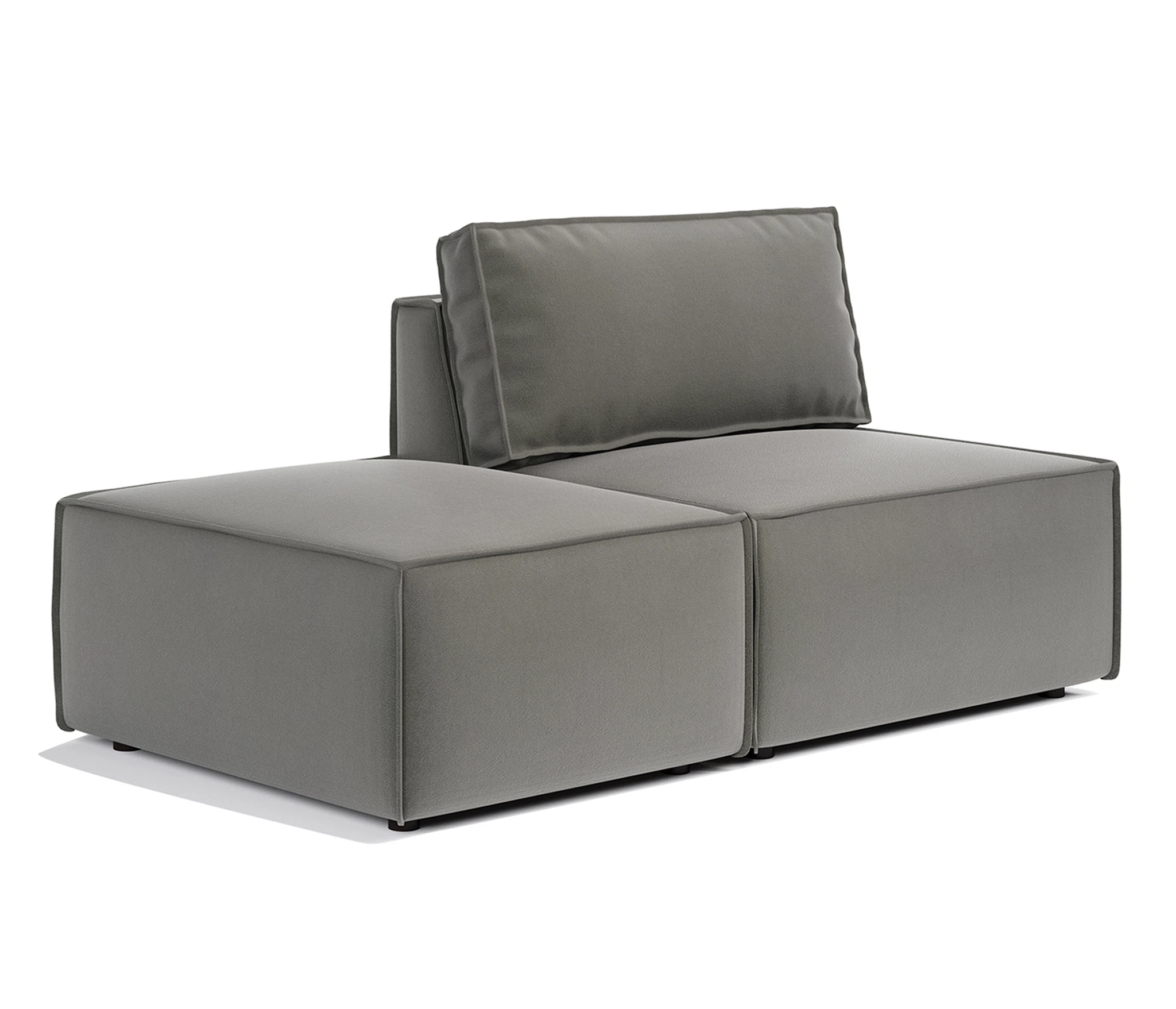 Изображение товара Модули диван и пуф Гамма 25 170х95х70 см, независимый пружинный блок, левый велюр серый