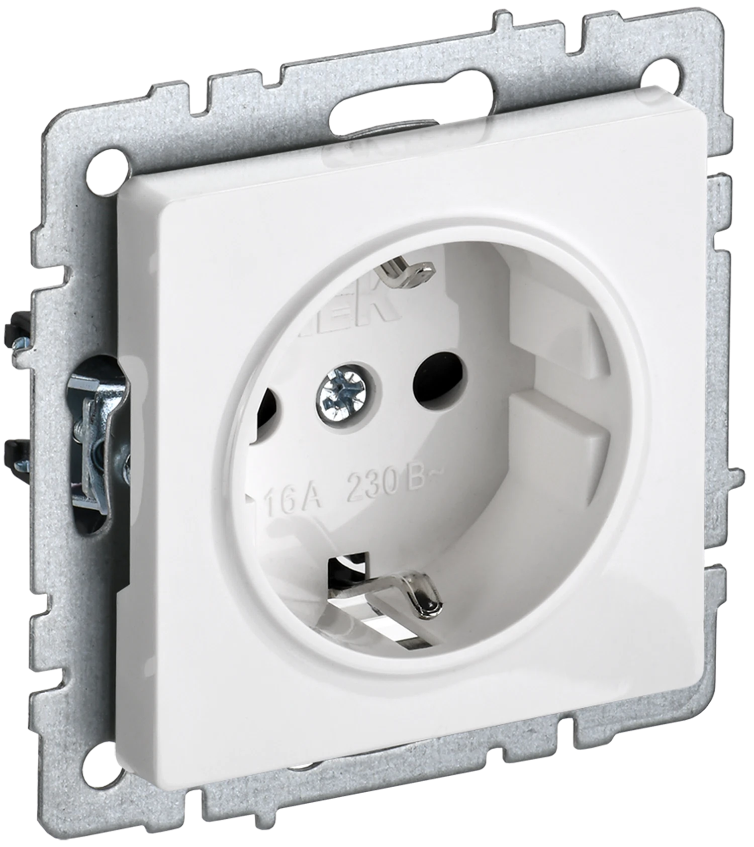 Изображение товара Розетка 1-м с/з без защ штор IEK BRITE BASE Белый 16А РС11-1-0-БрБ.