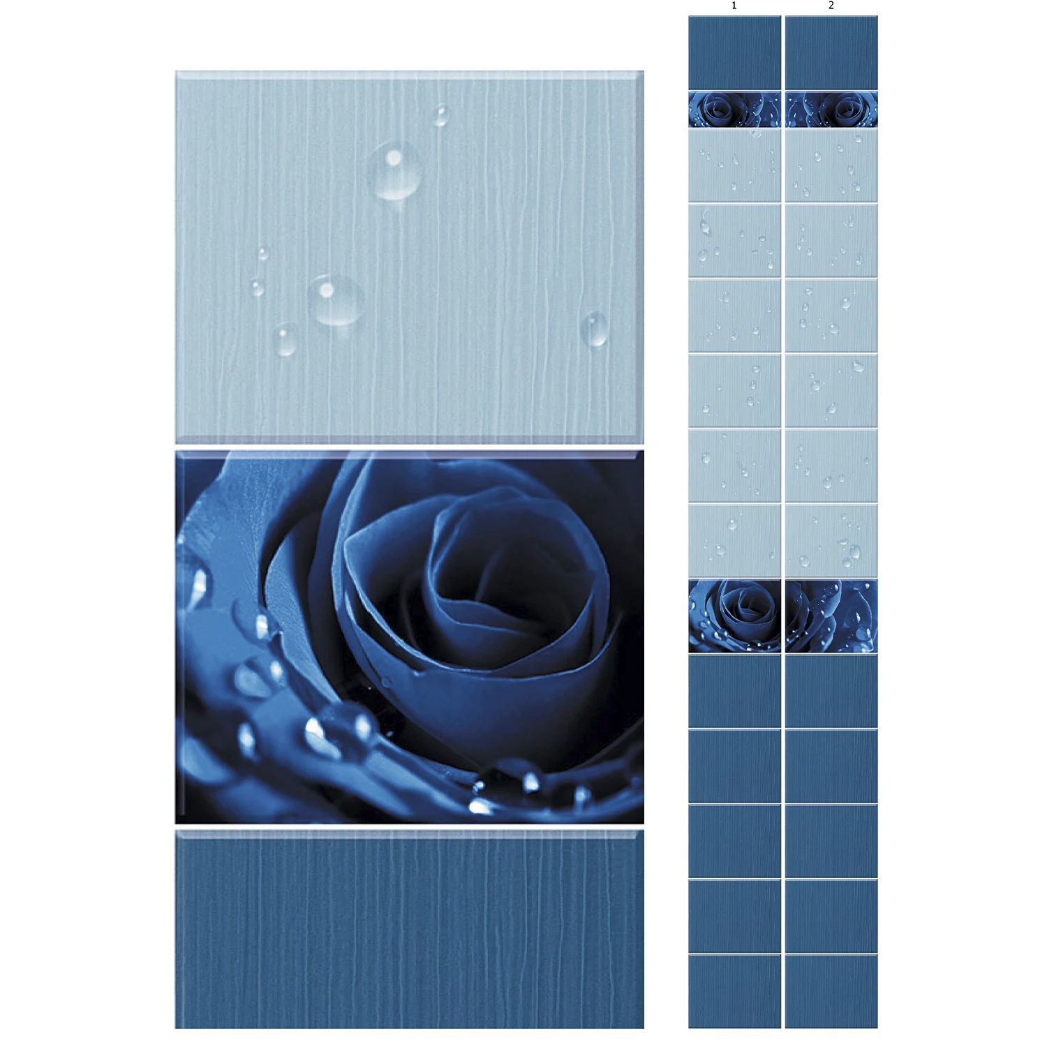 Изображение товара Панель ПВХ Unique Капли росы синие 2 шт для стен и потолков влагостойкая дизайнерская отделка