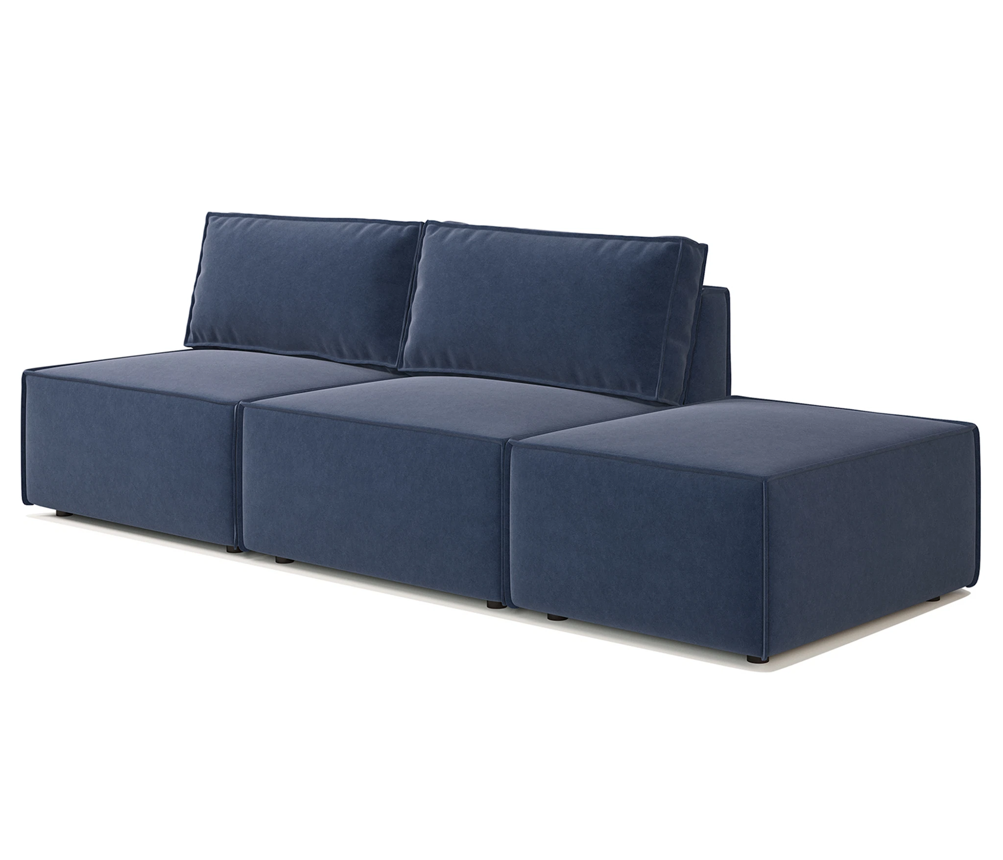 Изображение товара Диван прямой модульный с пуфом Гамма 25 265х95х70 см, правый велюр Ультра миднайт