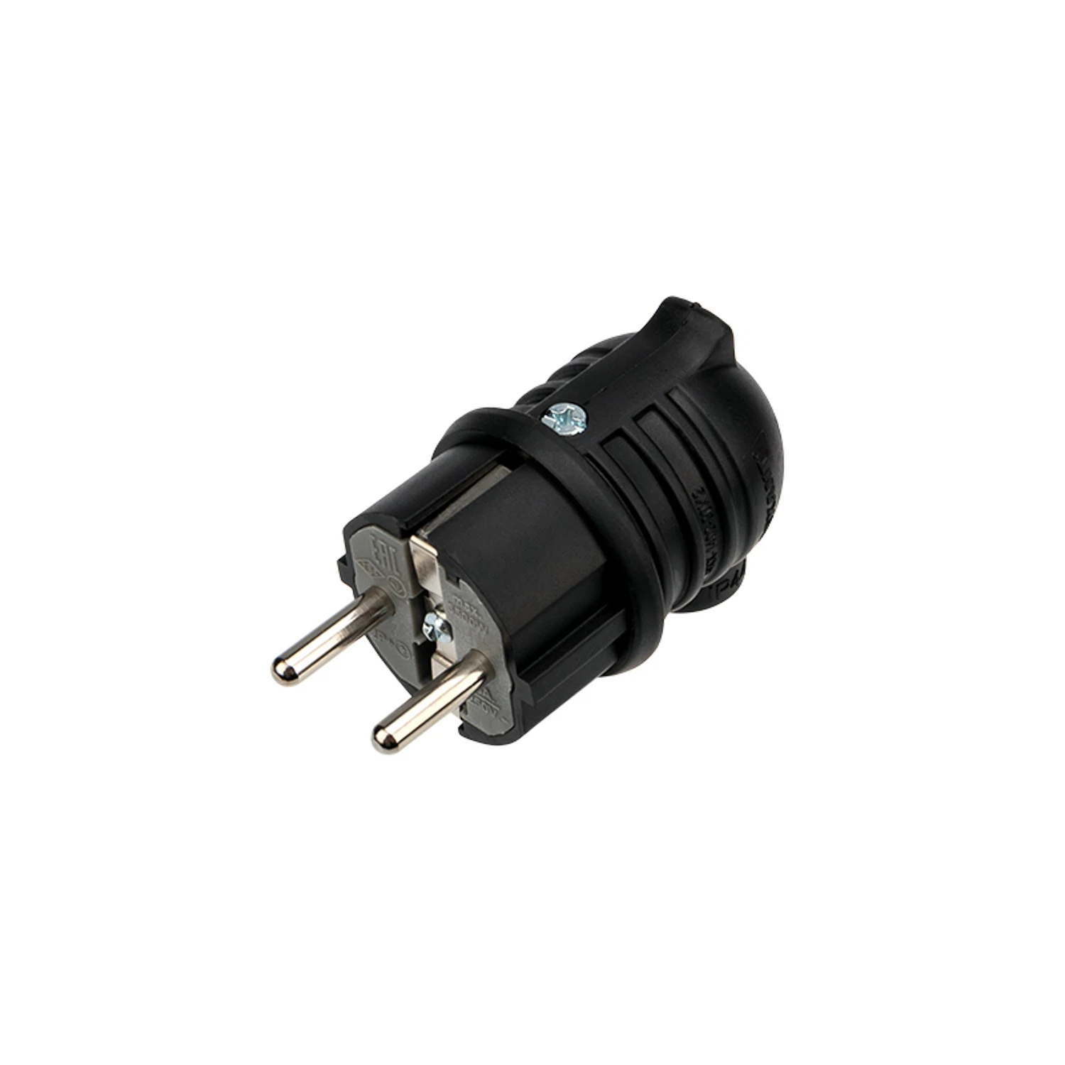 Изображение товара Вилка электрическая с заземлением 16A угловая, IP44 (каучук) черная, Rexant, 111-003