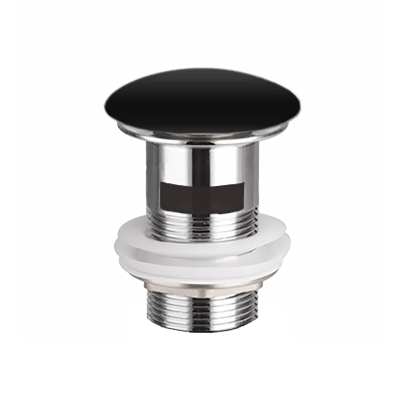 Изображение товара Донный клапан c переливом с керамической накладкой с системой "Click-Clack", Черный матовый