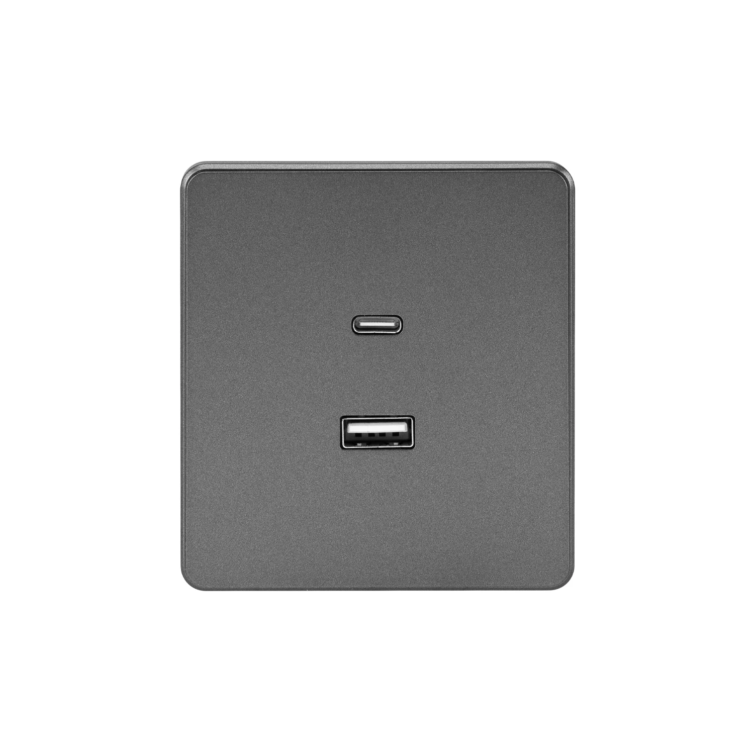 Изображение товара Розетка ROUND USB-A+Type-C 3А с функцией быстрой зарядки титан KRANZ