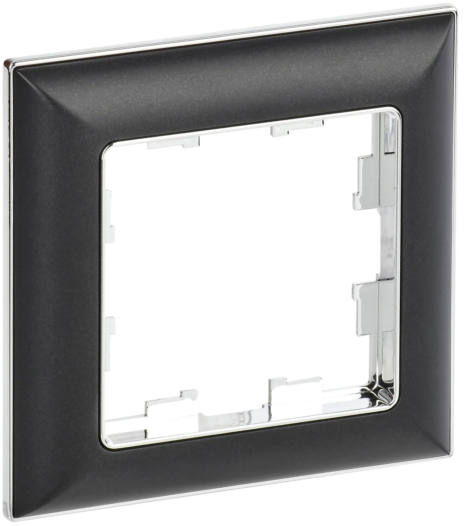 Изображение товара Рамка IEK BRITE DECOR черный хром 3D-форма однмес. для электропроводки