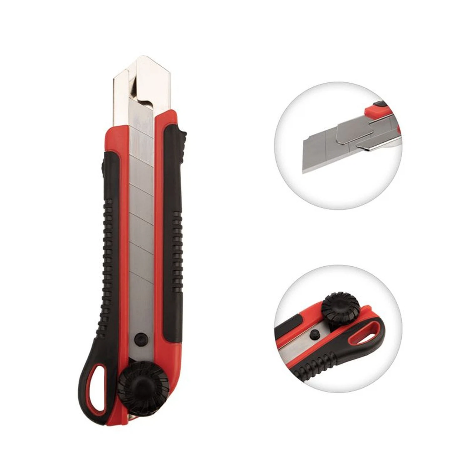 Изображение товара Нож с сегментированным лезвием 25мм, корпус ABS пластик обрезиненный REXANT