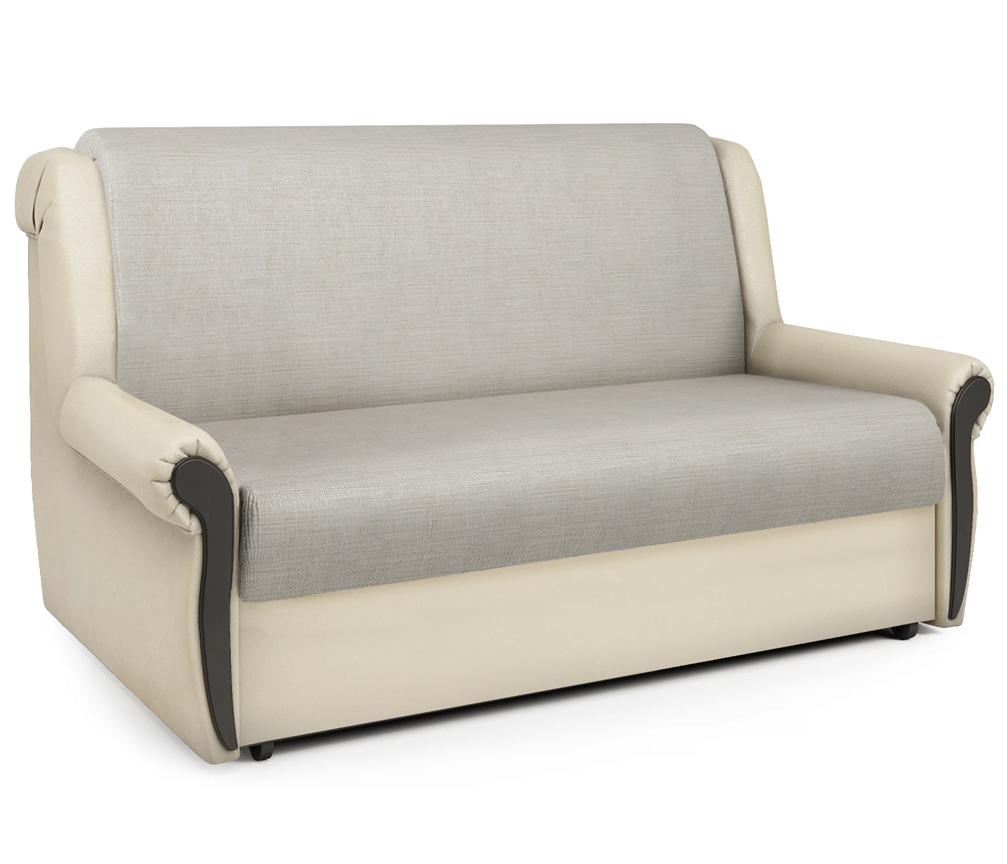 Изображение товара Диван-кровать Аккорд М из экокожи и шенилла беж на механизме аккордеон