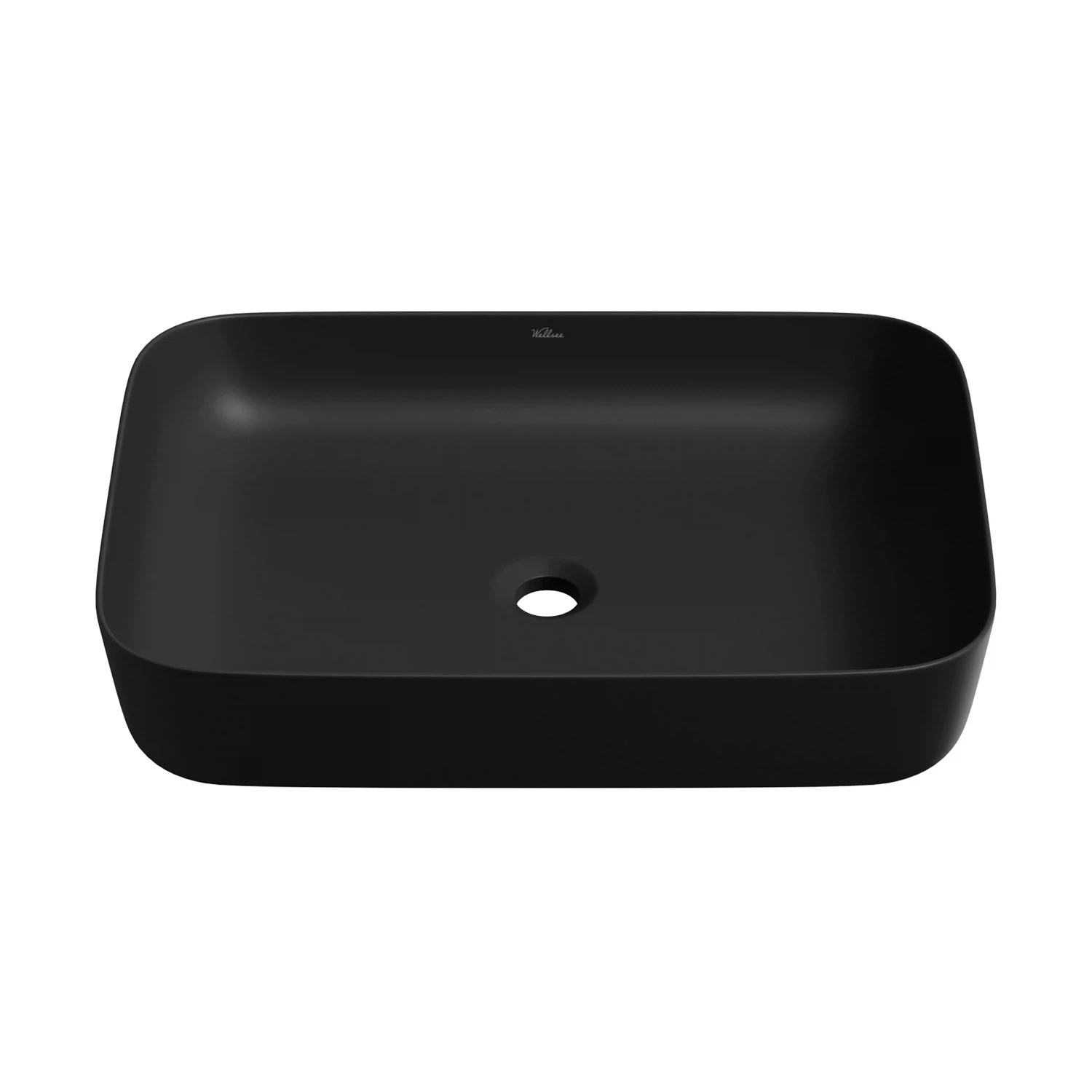 Изображение товара Накладная раковина для ванной Wellsee Preen прямоугольная 60х42 черный фарфор