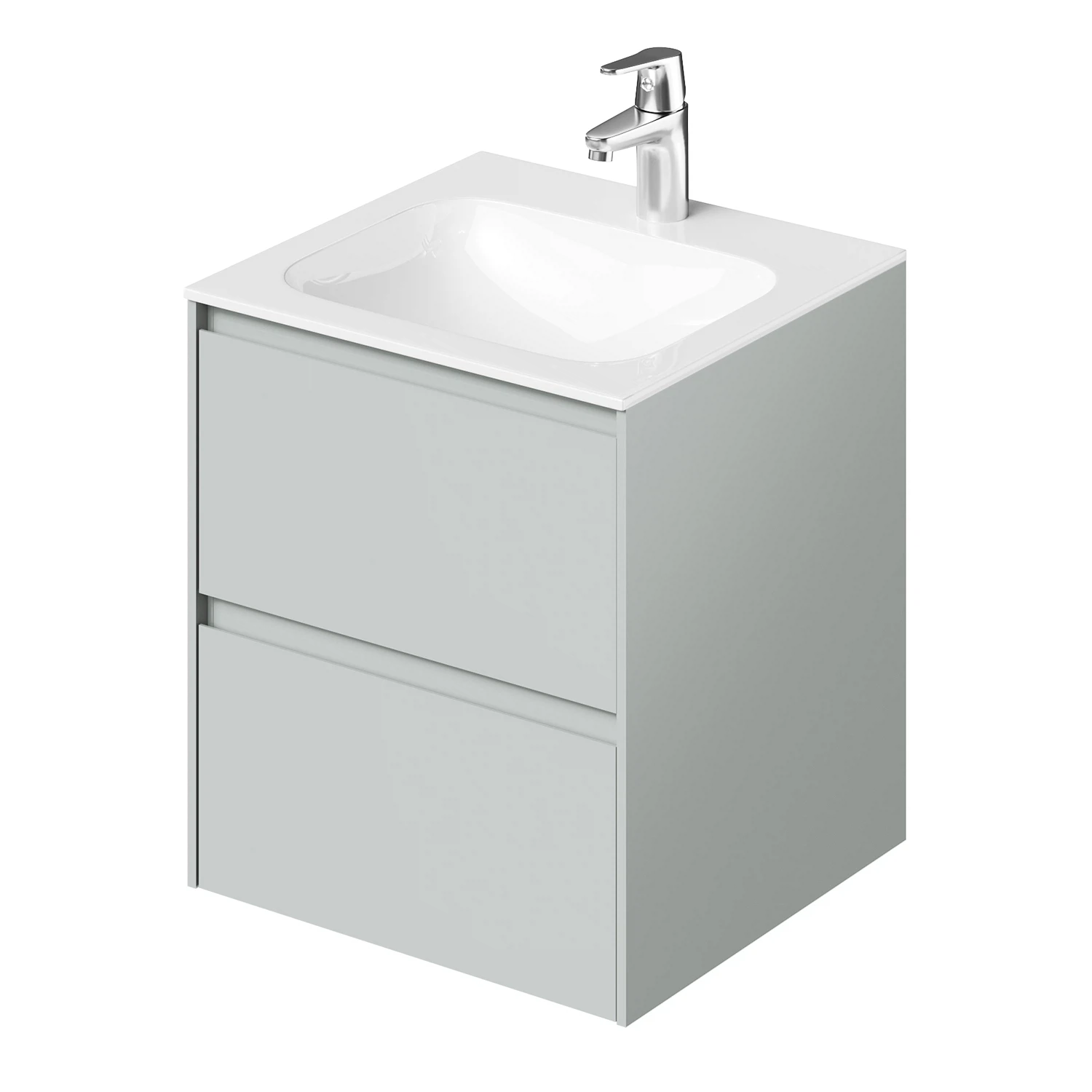 Изображение товара Тумба с раковиной подвесная Итана Slim 50 502х471х569 Эмаль серо-зеленый матовый