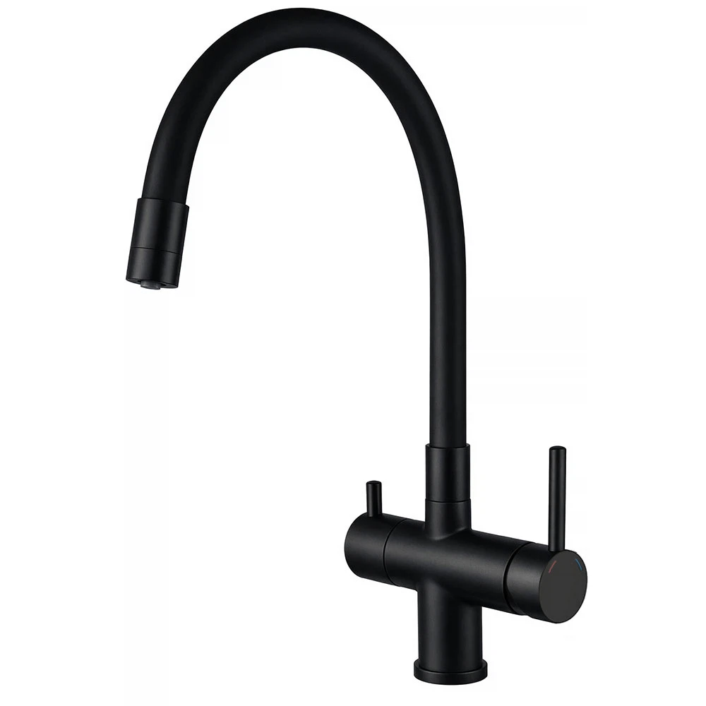 Изображение товара Рычажный смеситель Gappo G4398-36 черный с длинным изливом