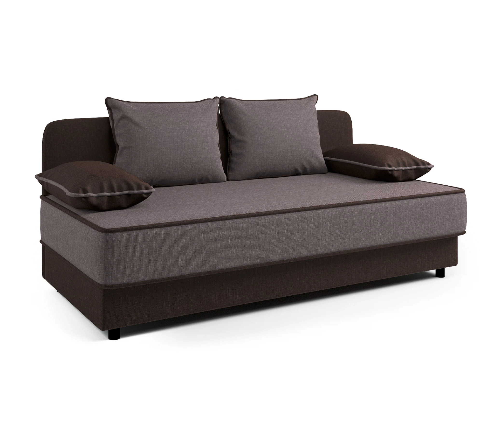 Изображение товара Кушетка Прима рогожка шоколад и латте с бельевым ящиком