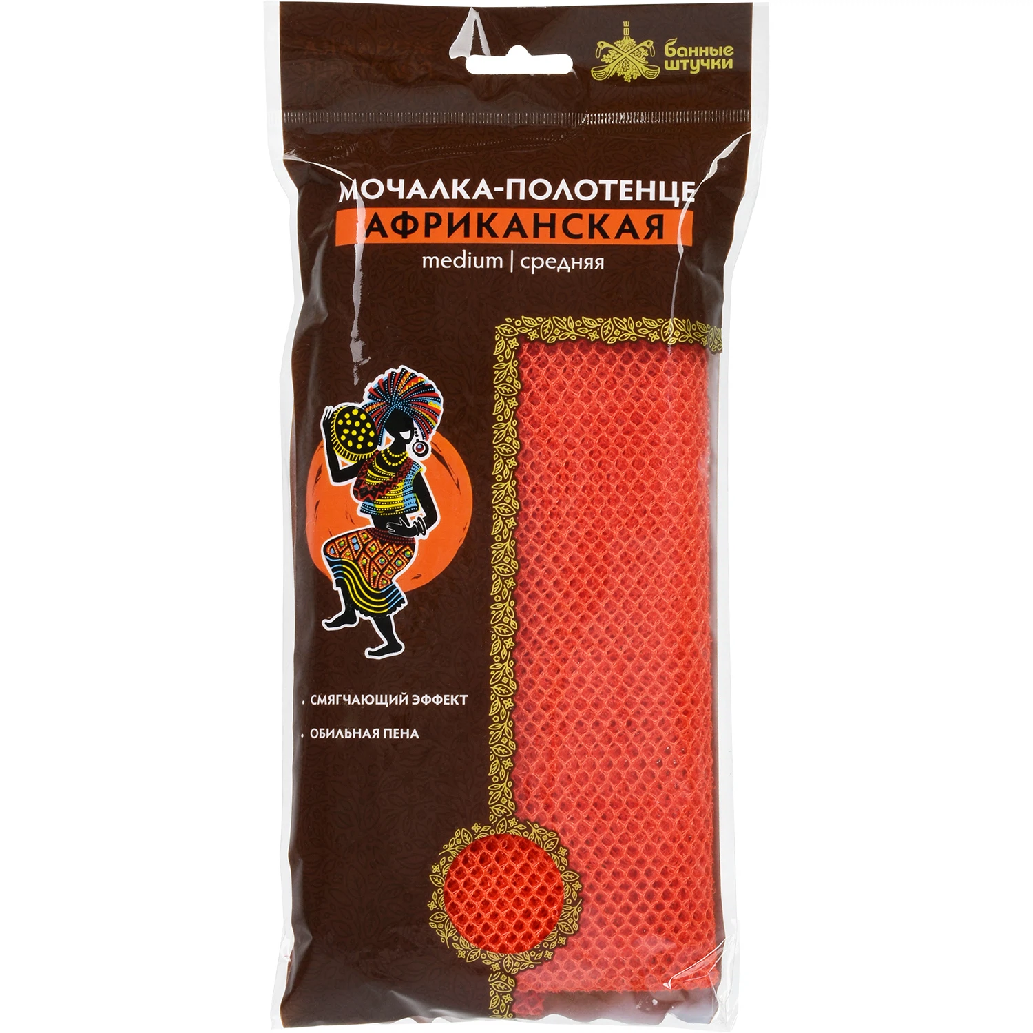 Изображение товара Мочалка полотенце Африканская плетёная 30х90 см для бани и сауны