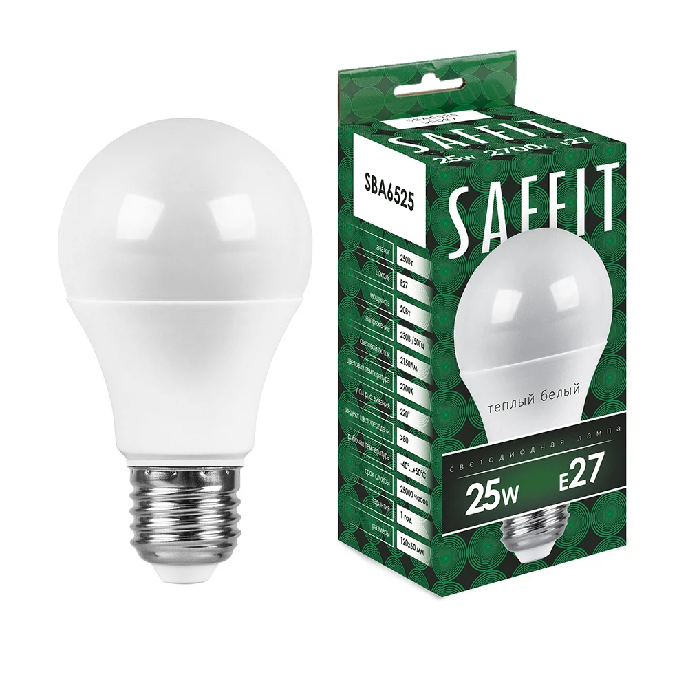 Изображение товара Лампа светодиодная SAFFIT SBA6525 Шар E27 25W 230V 2700K