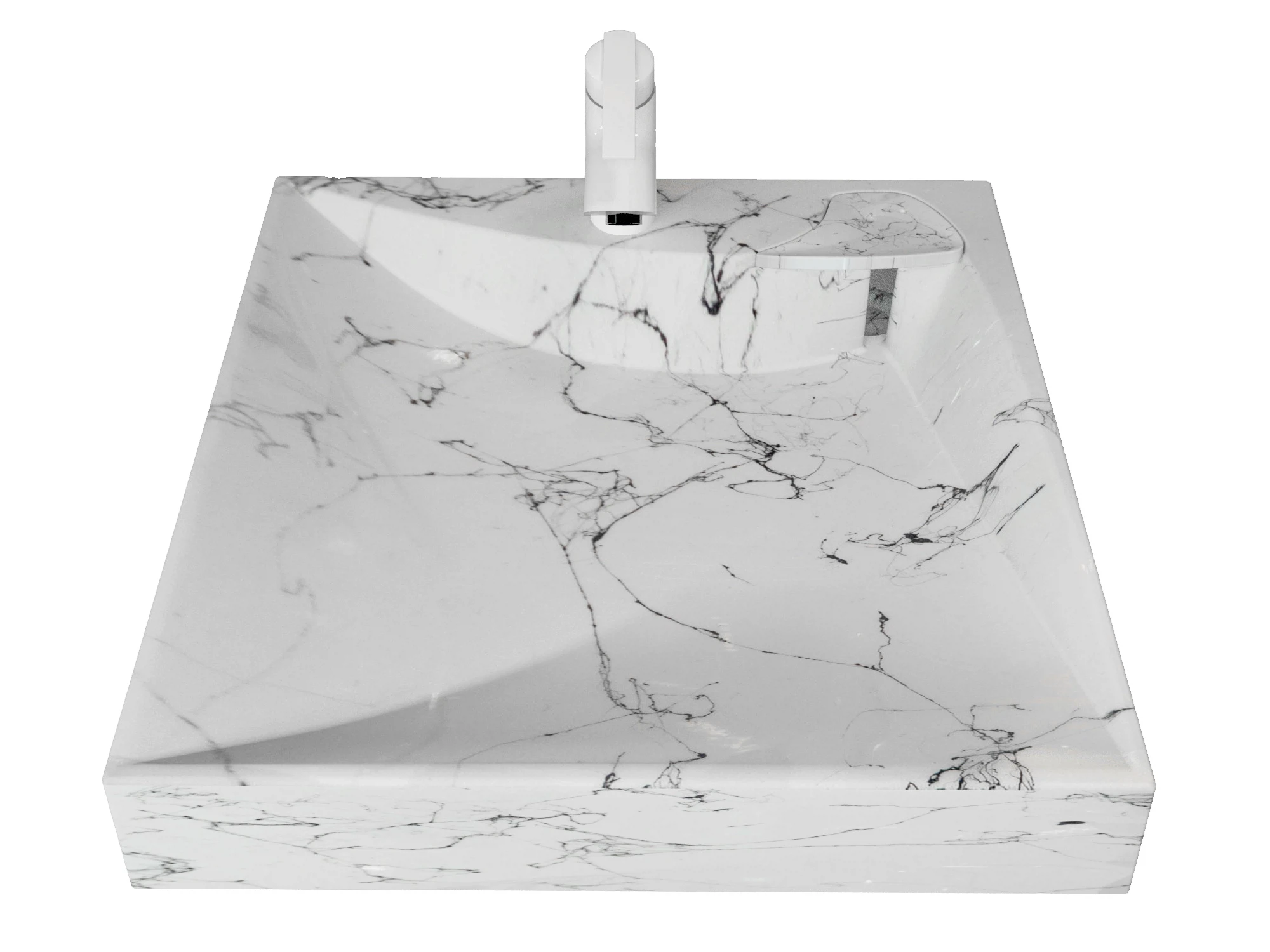 Изображение товара Раковина над стиральной машиной Турин 60x60 белый мрамор высокое качество