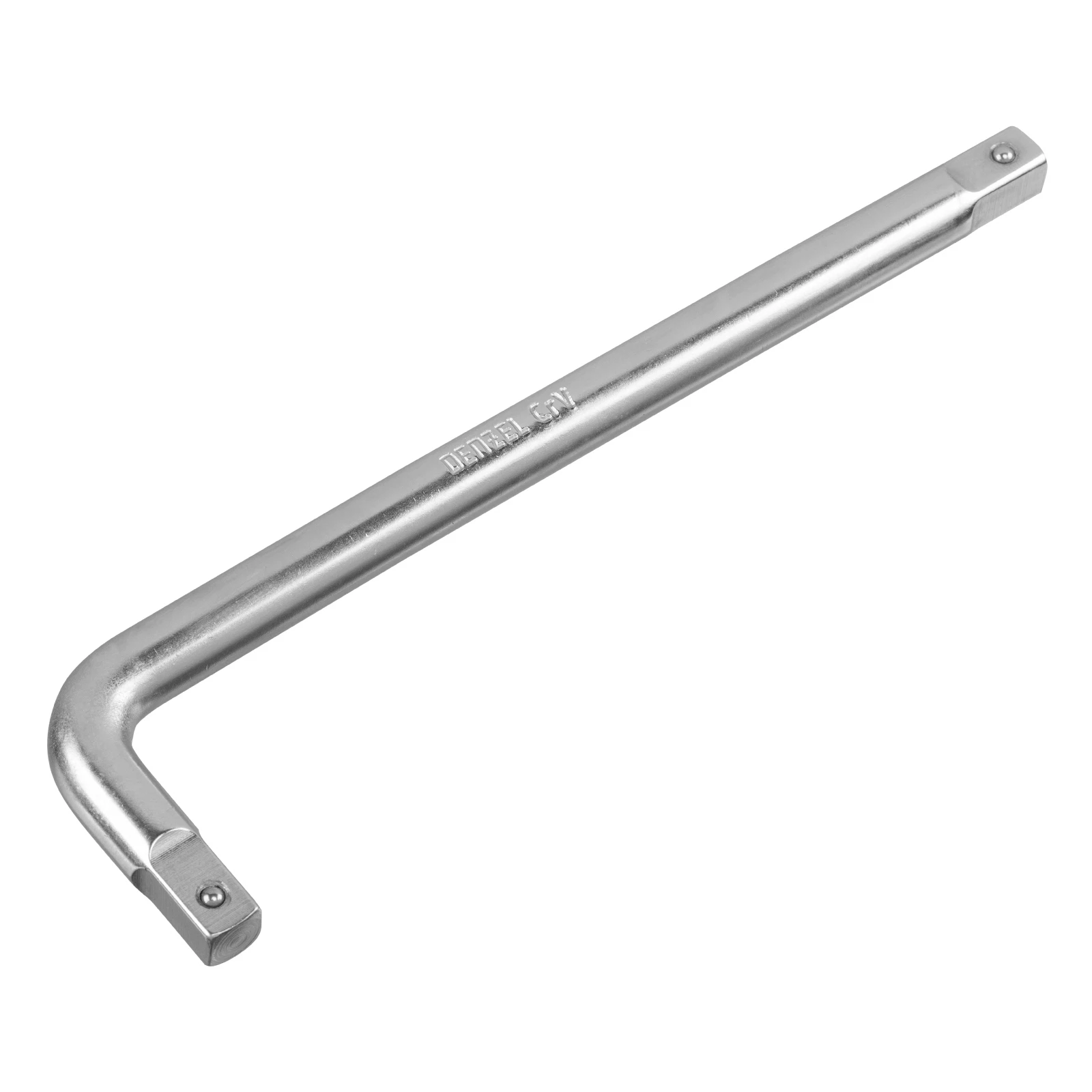 Изображение товара Вороток Г-образный, 200*50 мм, квадрат 3/8", CrV, матовый хром, Denzel 14062