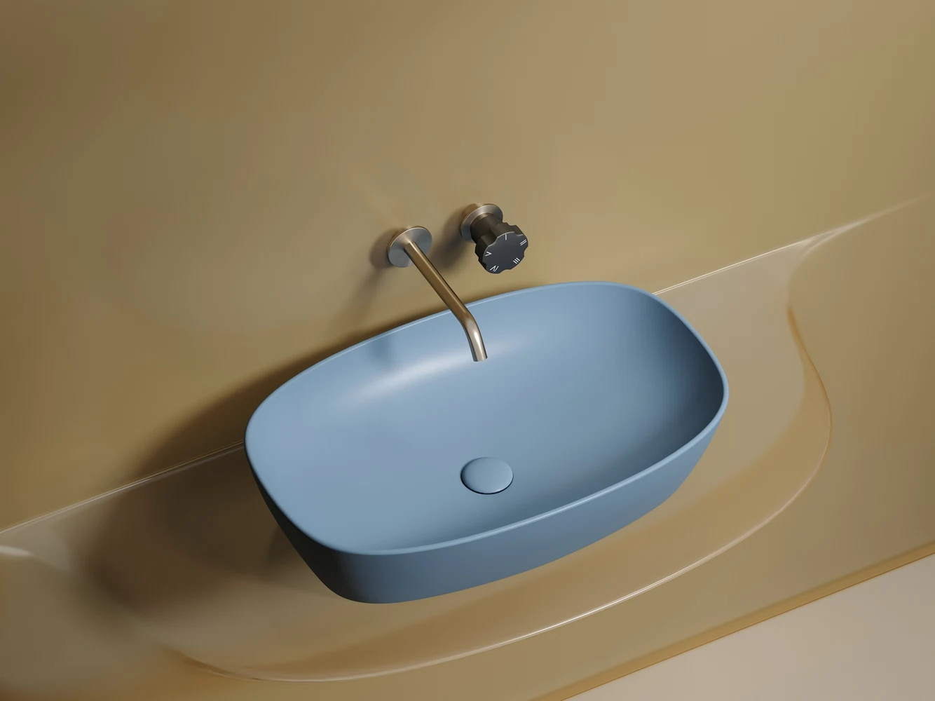 Изображение товара Умывальник овальный накладной Element Голубой Матовый 600x380 мм