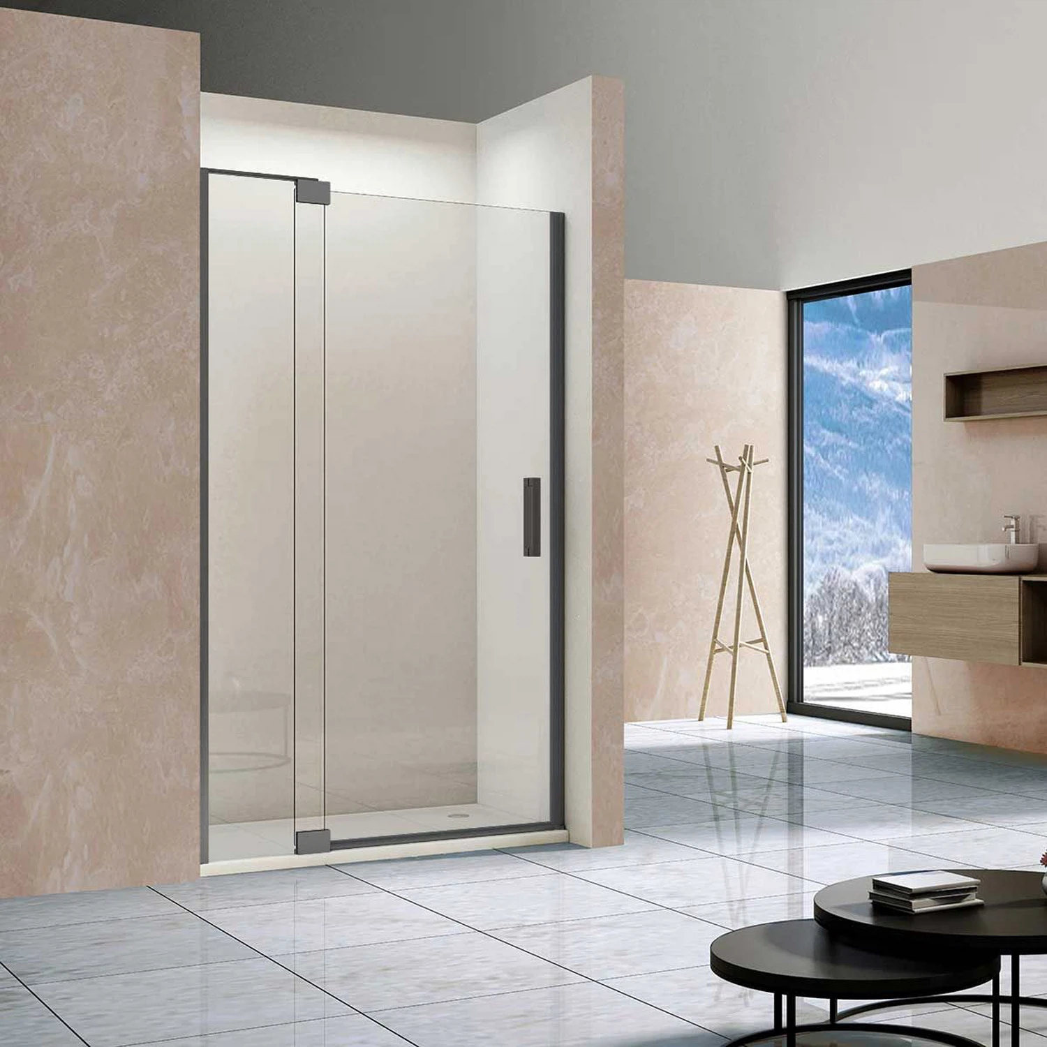 Изображение товара Душевая дверь Vincea Extra VDP-1E1112CLGM, 1100/1200 мм, стекло 8 мм, распашная, алюминий