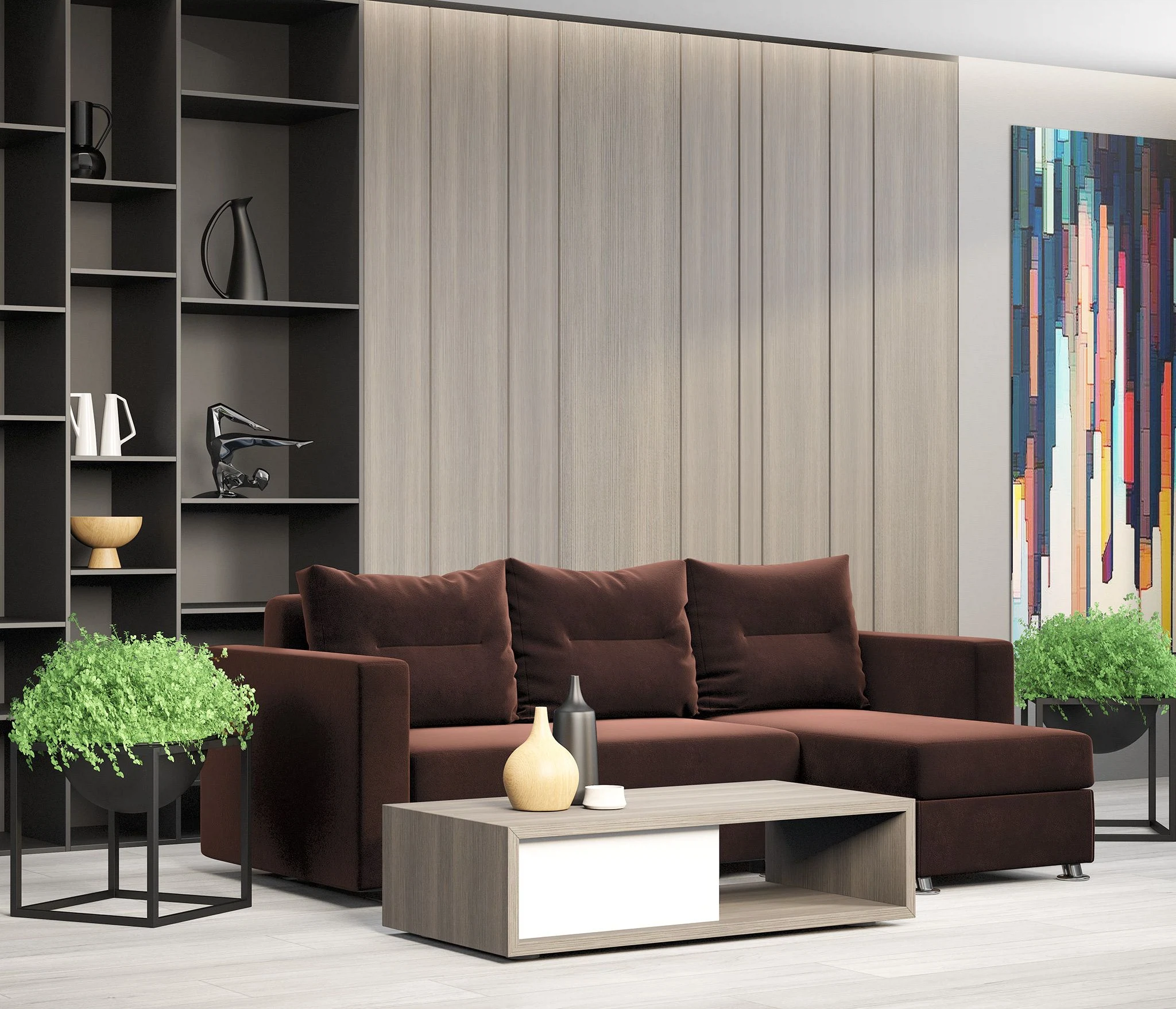 Изображение товара Угловой диван Ария правый велюр Дрим шоколад 190х140 см Гамма