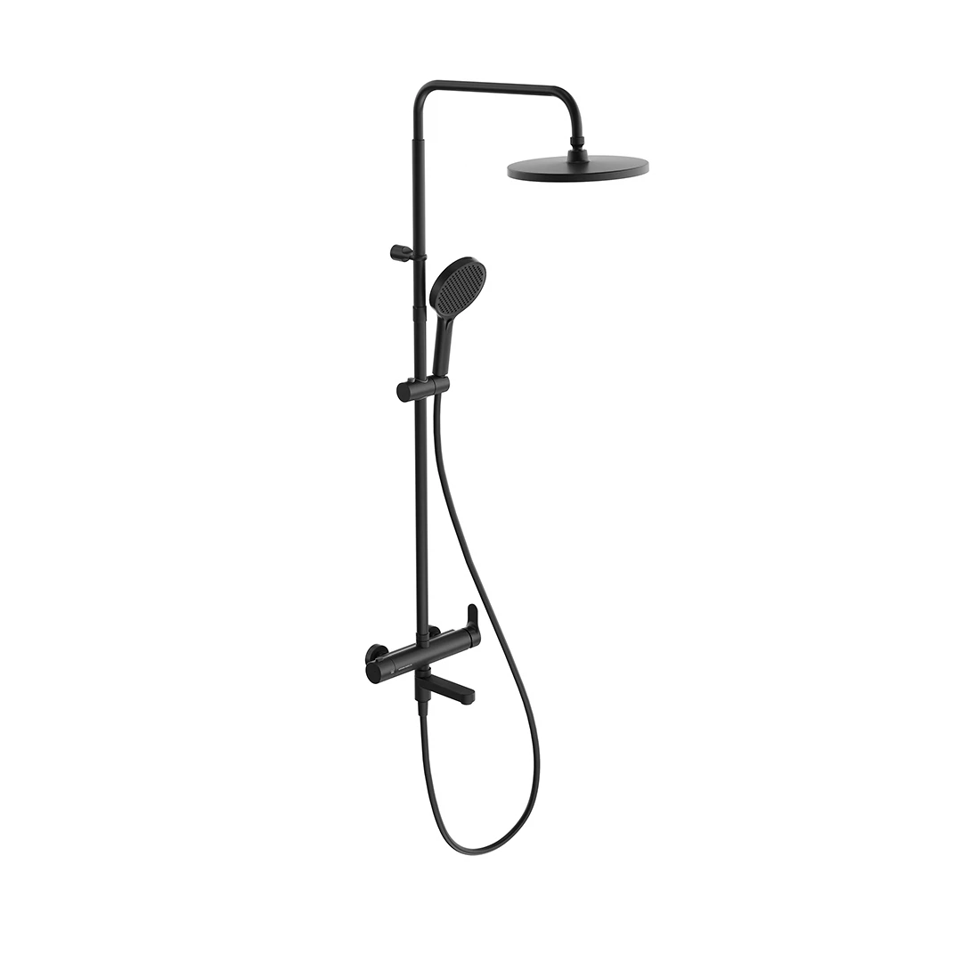 Изображение товара Душевая колонна FONTE 3 потока с поворотным изливом черный матовый Kerama Marazzi арт FO.202.KM.BLK