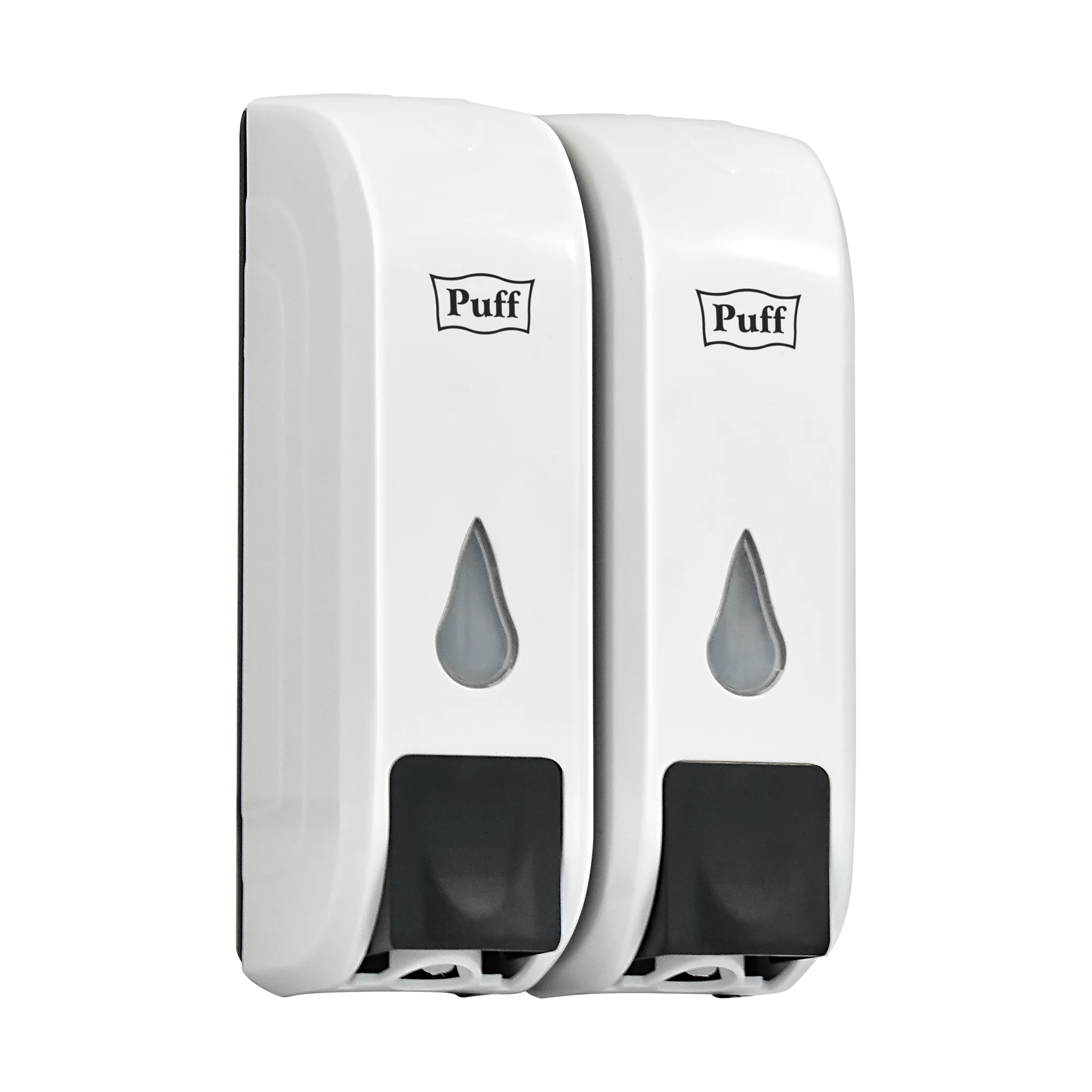 Изображение товара Дозатор для жидкого мыла пластиковый Puff-8108, белый с черной кнопкой, 350+350 мл, 22х9х14 см, арт. 1402.094