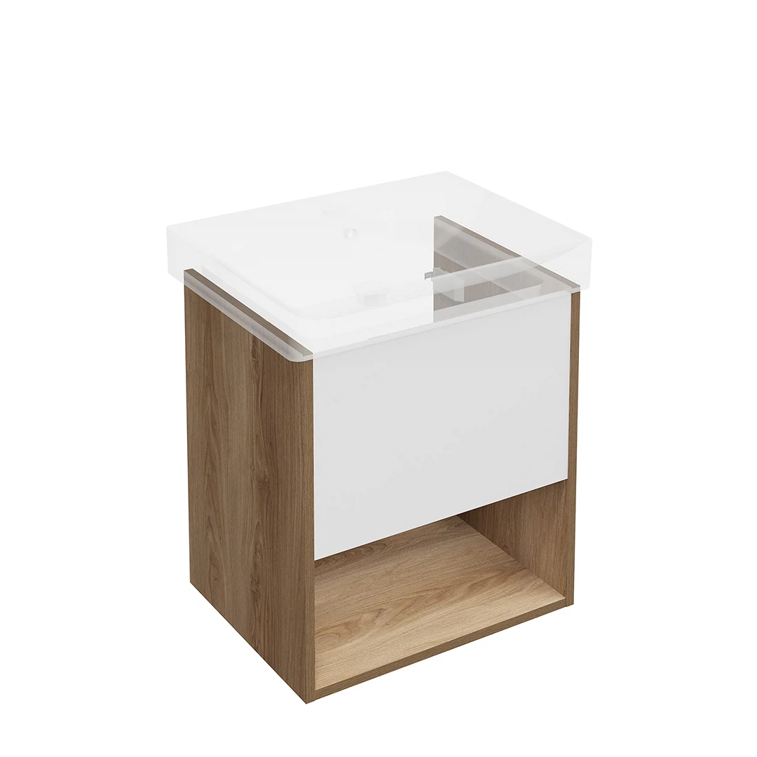 Изображение товара Тумба подвесная PRO 55 1 ящик Kerama Marazzi для ванной коричневый 505x397x550