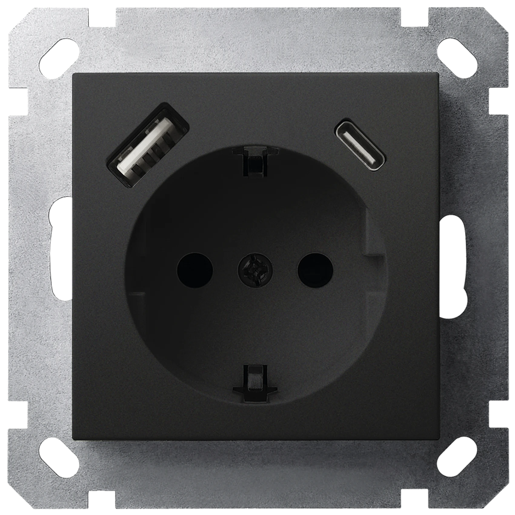 Изображение товара Розетка с/з Jasmart G Черный матовый со шторками 16A c USB A+C 25W