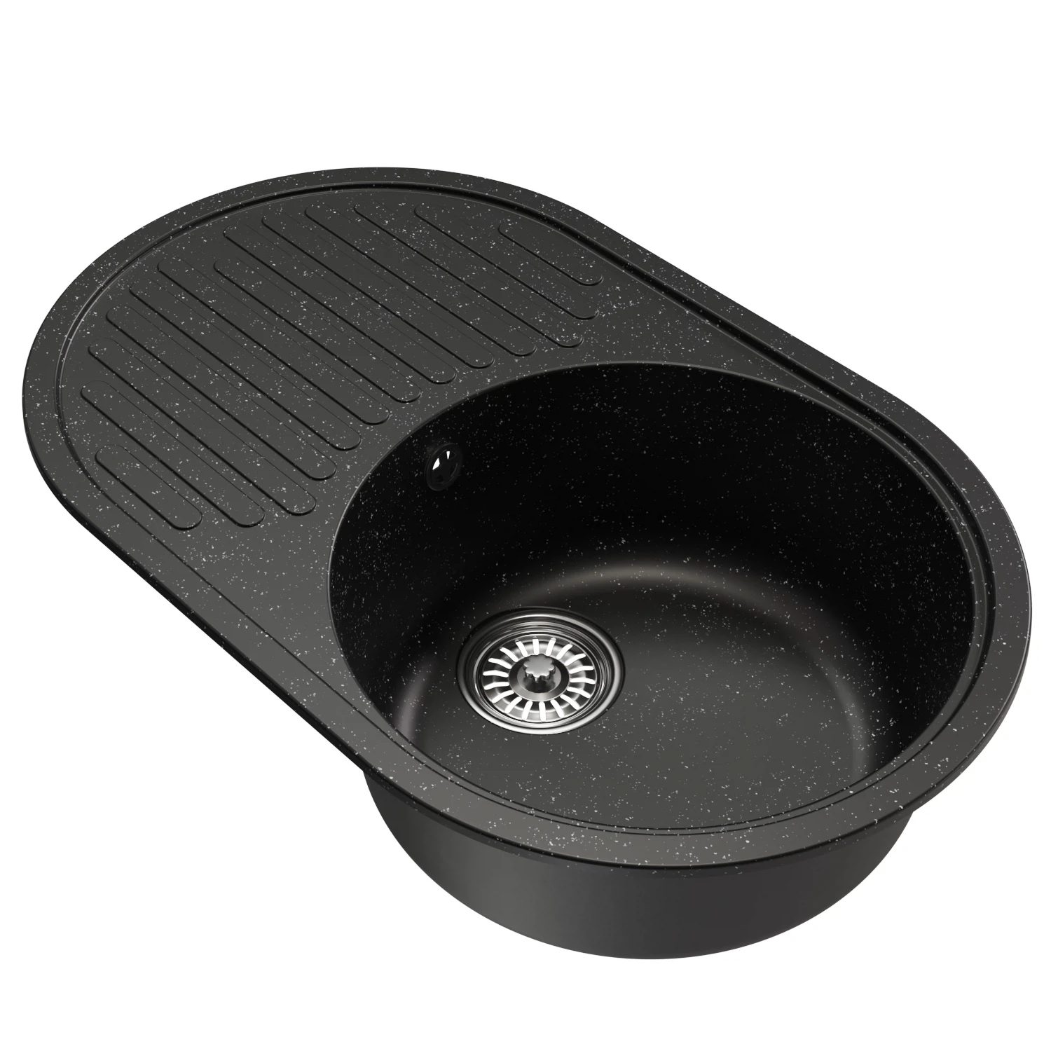 Изображение товара Мойка из искусственного мрамора ML-GM16 овальная с крылом черная Россия