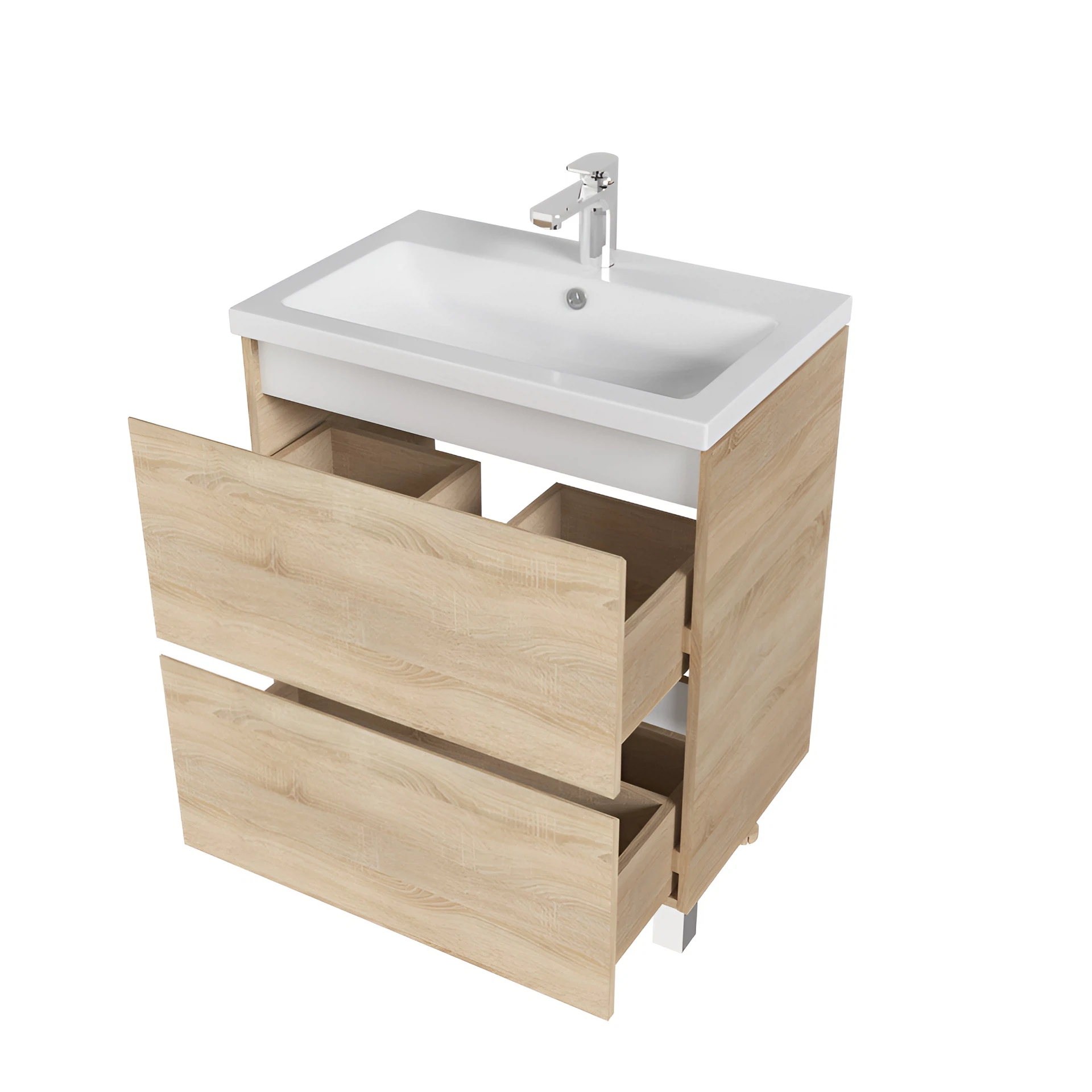Изображение товара Тумба под раковину в ванную 1Marka New Aris 60, ЛДСП, цвет Дуб Сонома, напольная