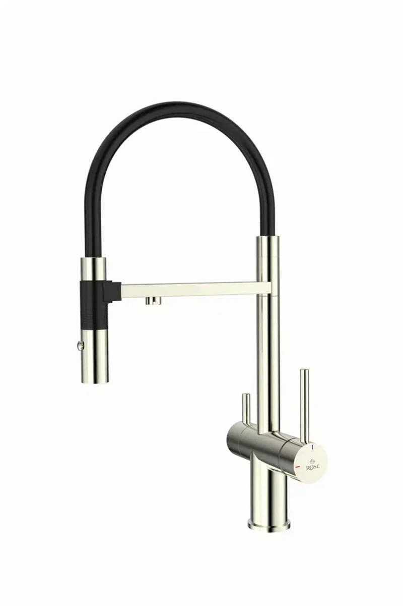 Изображение товара Смеситель Rose R958L для кухни, сатин, гибкий излив, 1/2" подводка