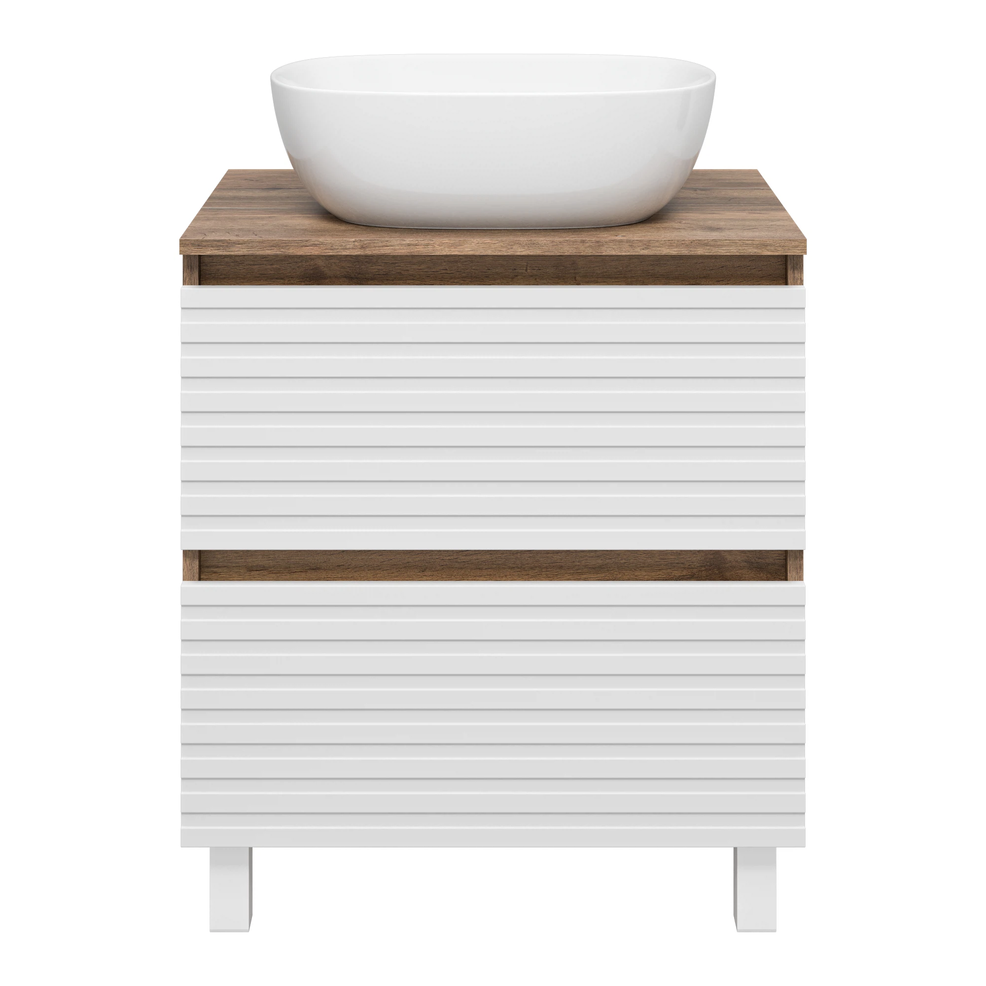 Изображение товара Тумба DAKOTA 60 напольная 2 ящ. (Дуб Гал/ Белый) + раковина