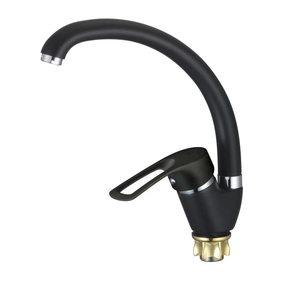 Изображение товара Смеситель для кухни D-Lin D150422-A черный с поворотным изливом и функцией экономии