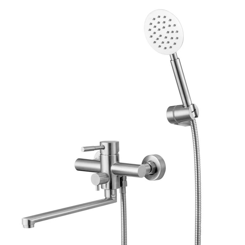 Изображение товара Смеситель Knotlor SS-03 для ванны с душем, длинный излив, сатин