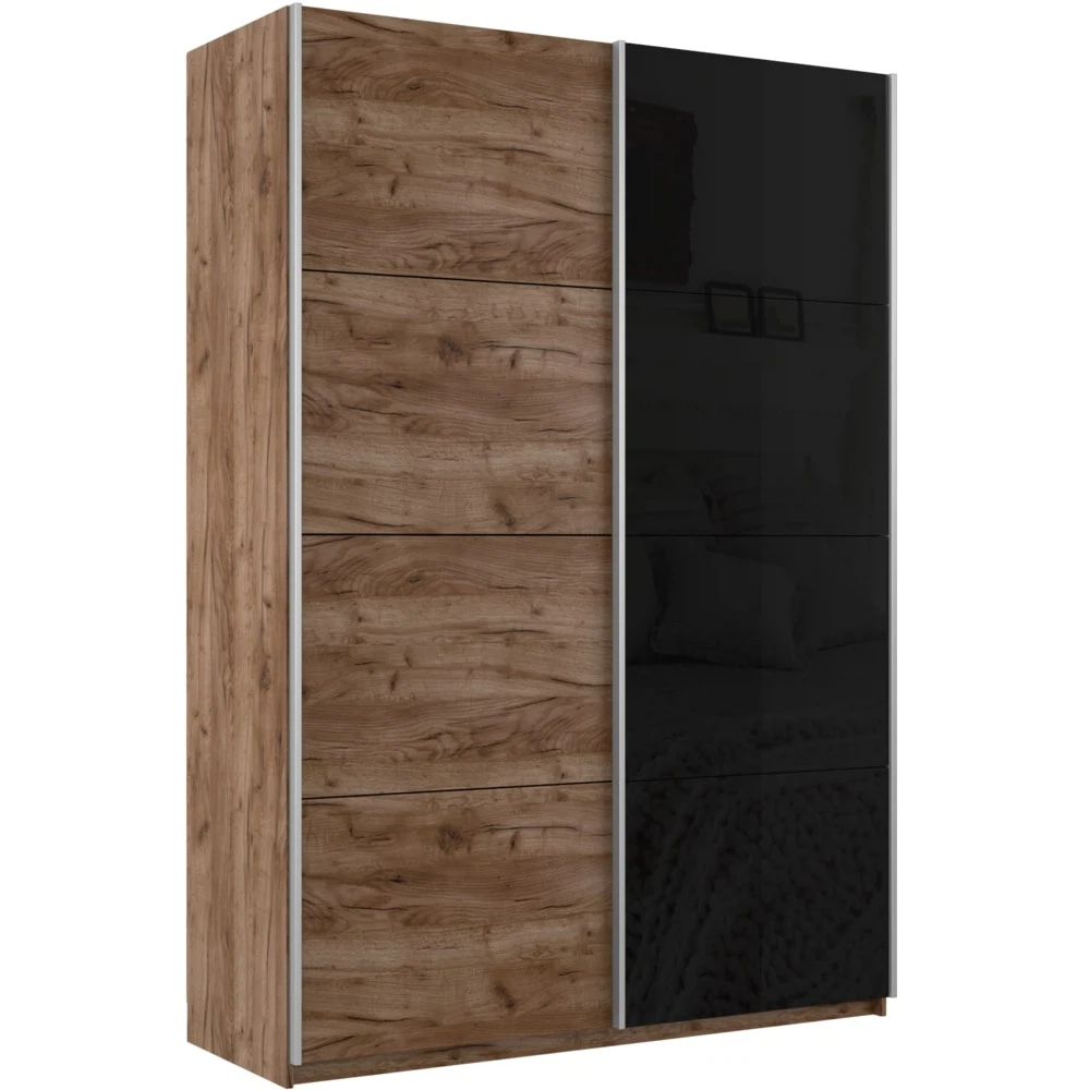 Изображение товара Шкаф-купе Прайм 2-дверный из ЛДСП и стекла черного цвета 140х57х230 см