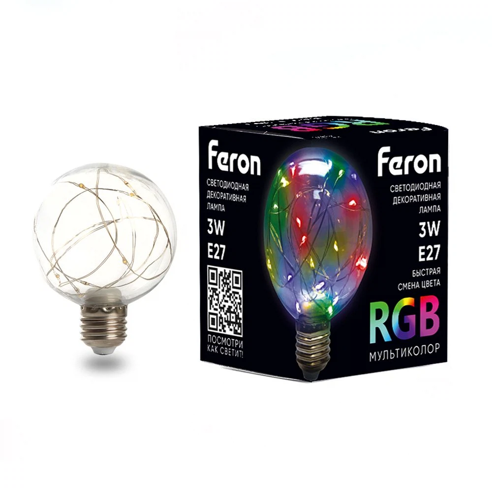 Изображение товара Светодиодная RGB лампа Feron LB-381 E27 3W смена цвета Изображение товара Светодиодная RGB лампа Feron LB-381 E27 3W смена цвета