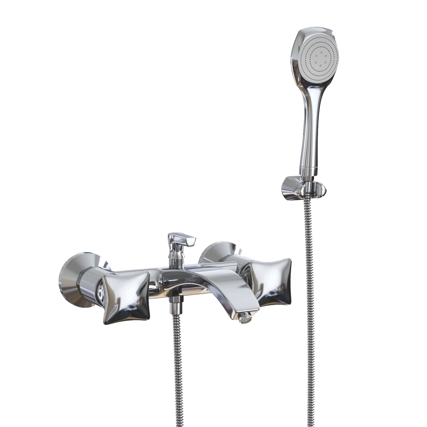 Изображение товара Вентильный смеситель с душевым набором для ванны Mixline ML11-01, короткий излив, 530474