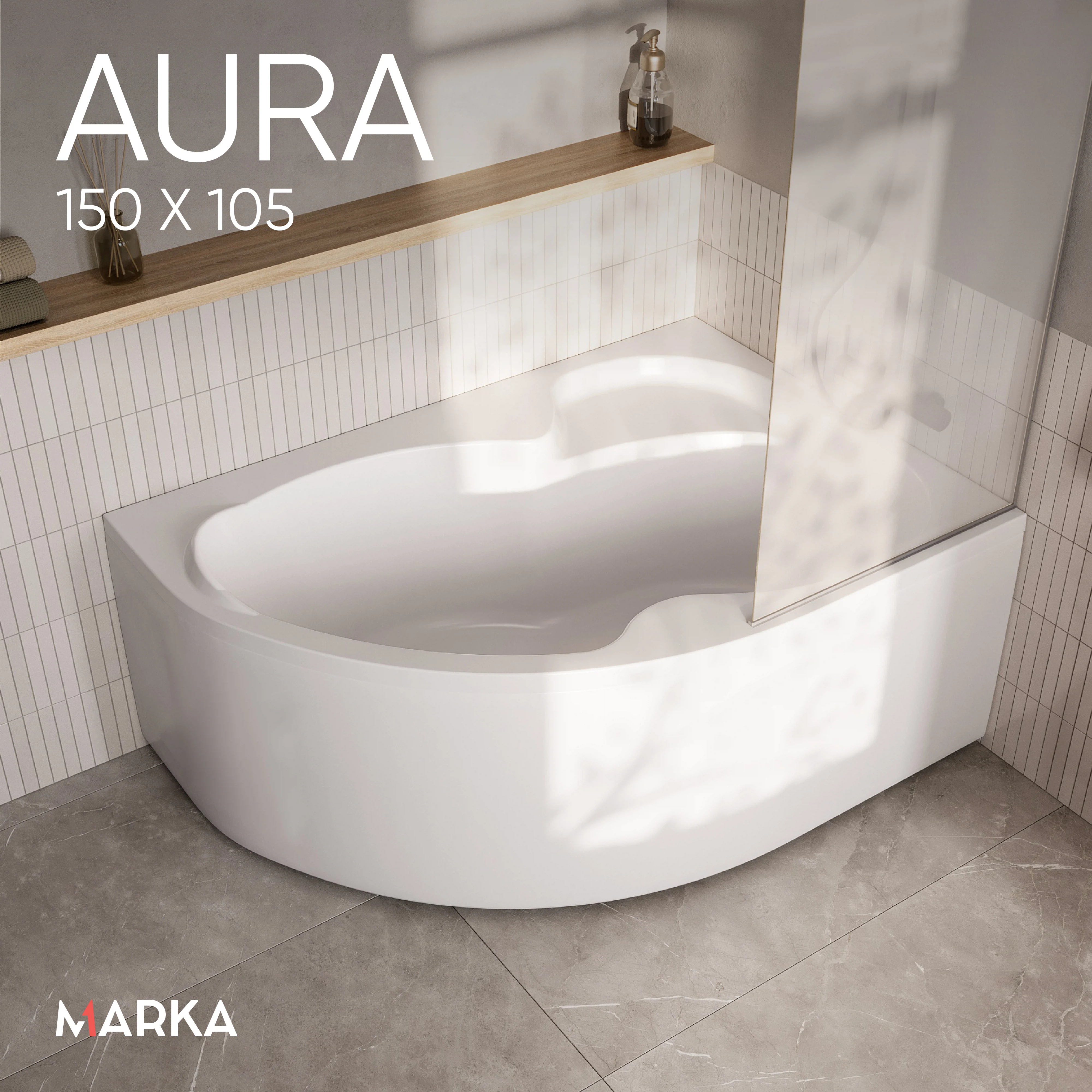 Изображение товара Ванна акриловая Marka One AURA 150х105 Асимметричная Белая Правая 01ау1510п