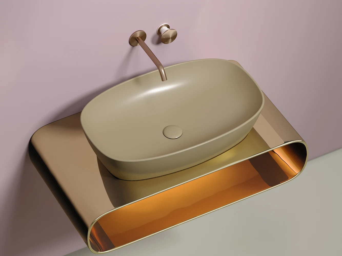 Изображение товара Умывальник овальной формы Element цвета капучино матовый для ванной комнаты