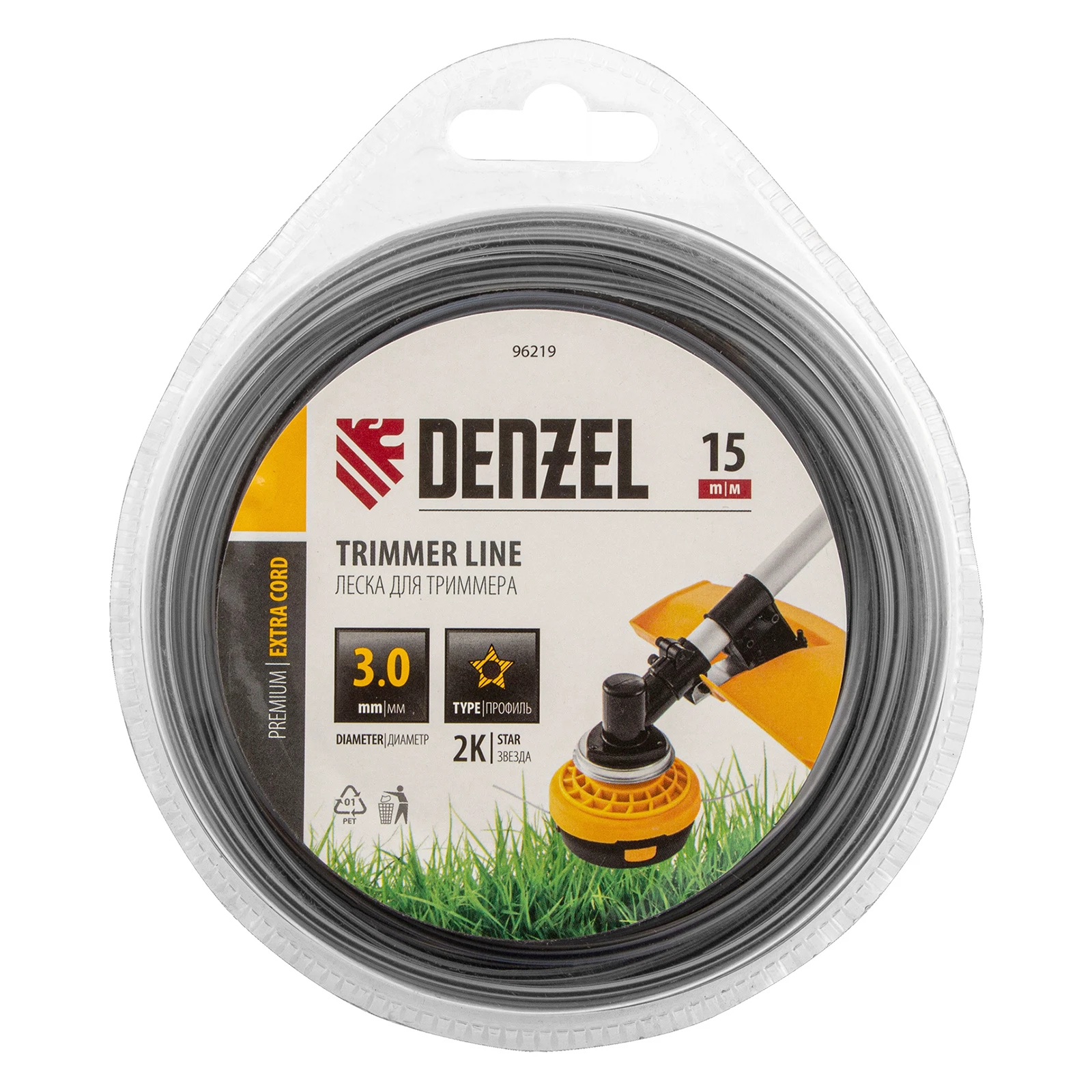 Изображение товара Леска для триммера Denzel EXTRA CORD 96219, 3,0 мм x 15 м
