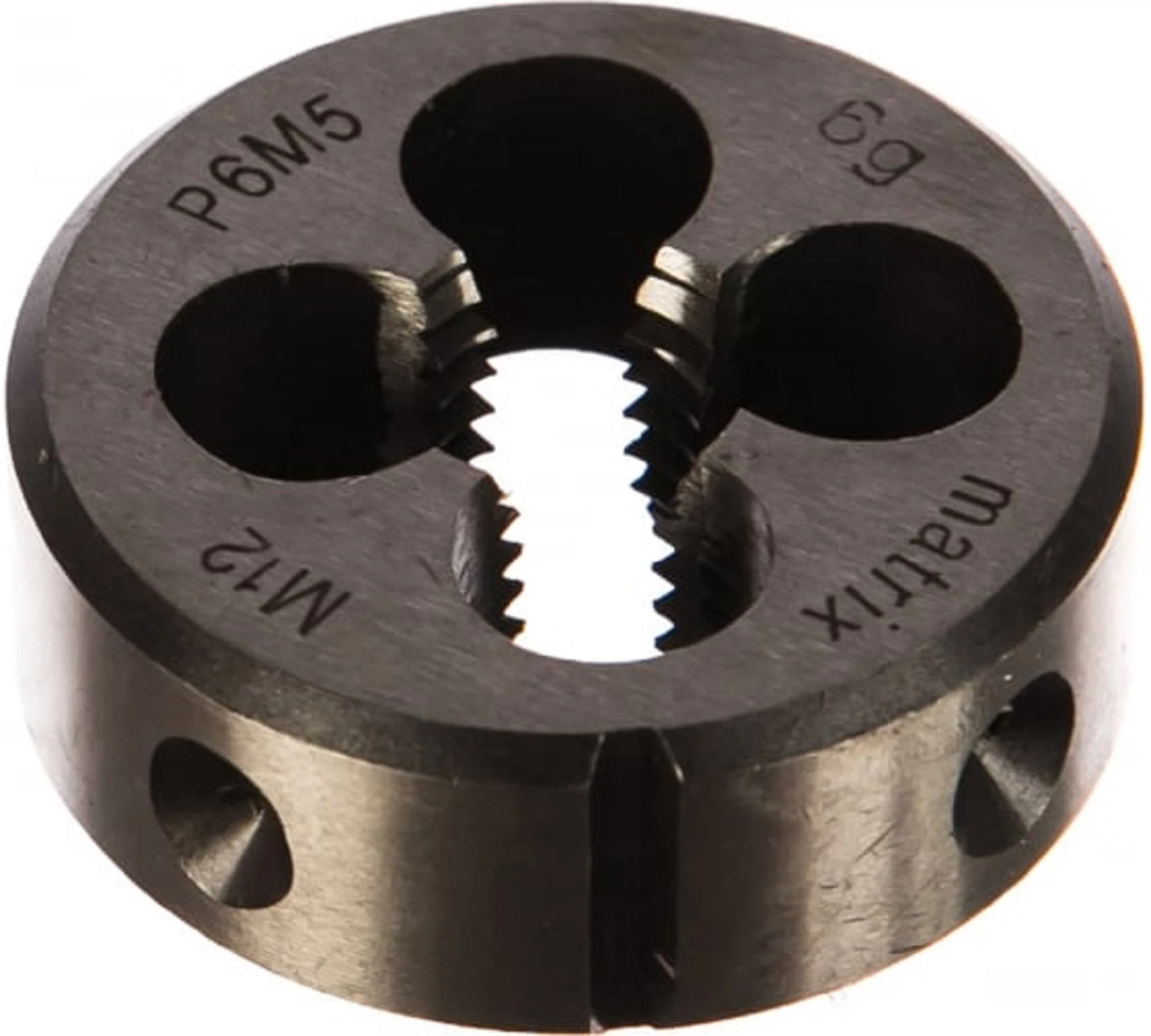Изображение товара Плашка М12*1,25мм Р6М5 Matrix 77094 — универсальный резьбообразующий инструмент