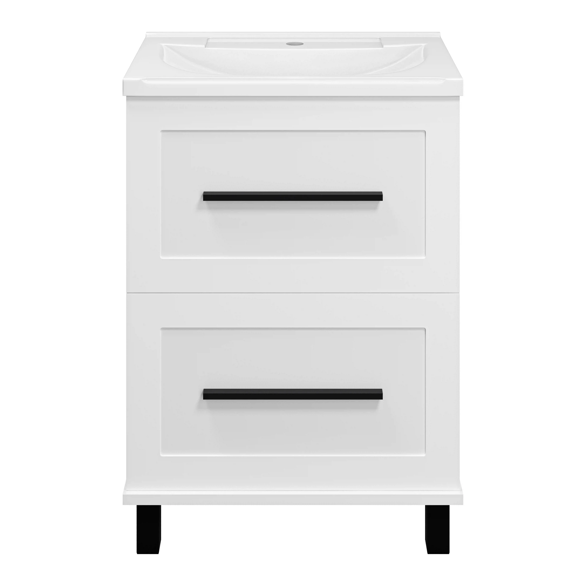 Изображение товара Тумба Модерн 60 напольная 2 ящ. белая мат.эмаль+ раковина