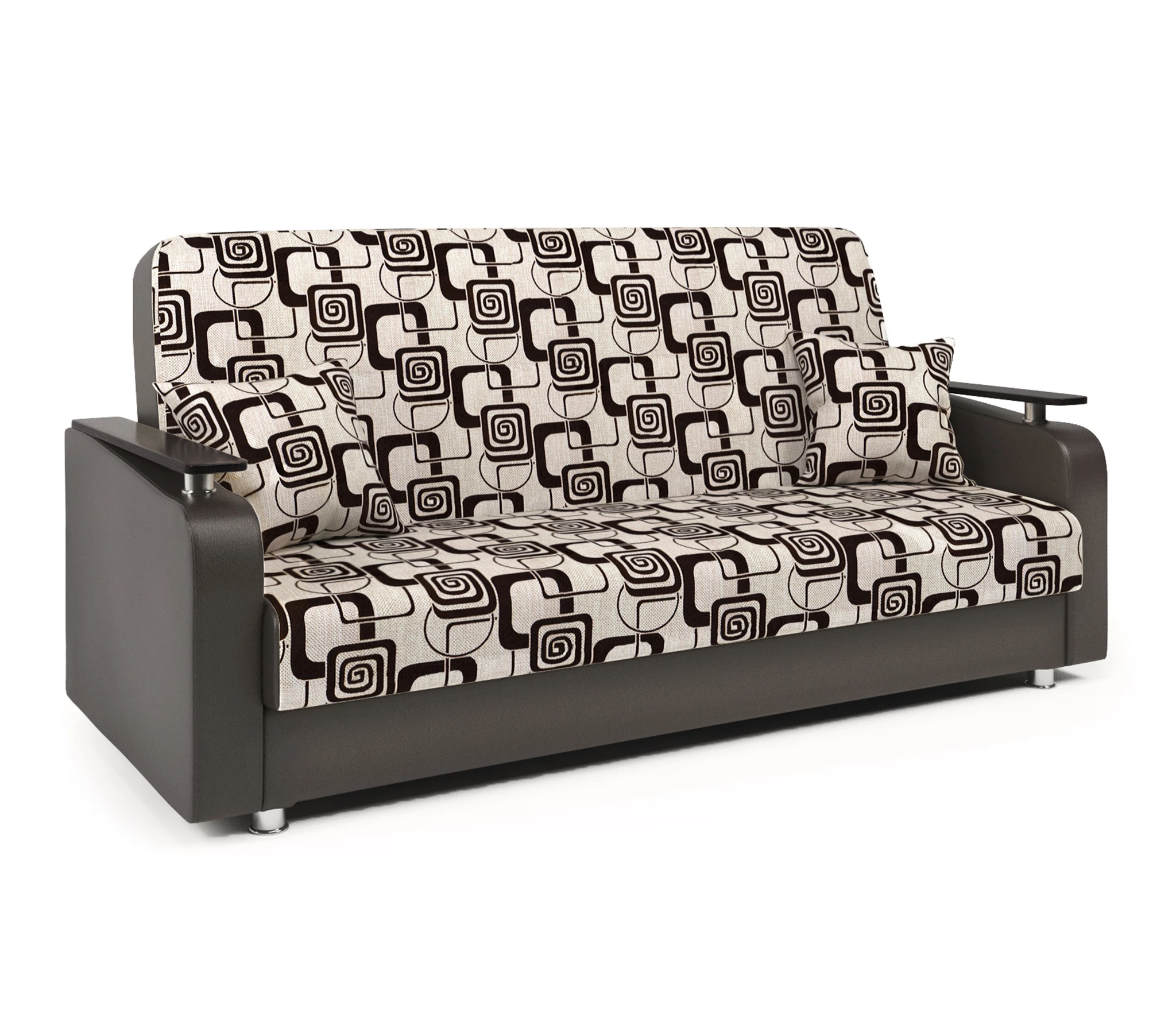 Изображение товара Диван-книжка Мелодия ДП №1 из шенилл ромб и экокожа шоколад 120х190 см