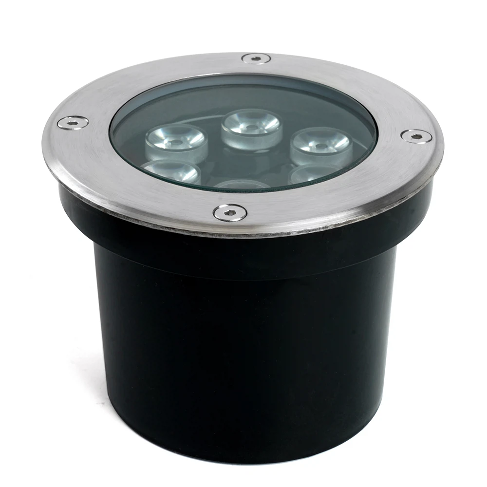 Изображение товара Светодиодный светильник тротуарный (грунтовый) Feron SP2802, 6W, AC/DC12-24V, низковольтный, 4000К, металлик, D120*H90mm, вн.диаметр: 90m, IP67