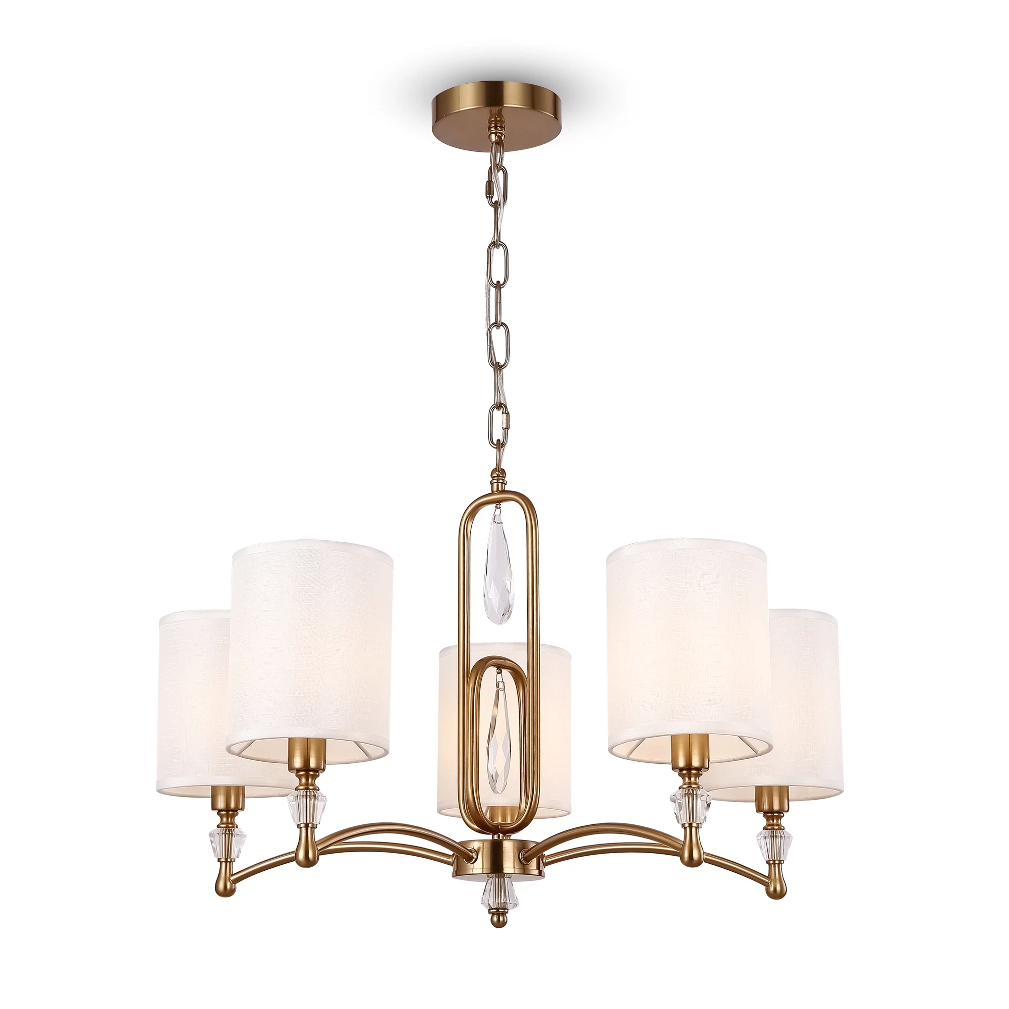 Изображение товара Люстра Freya Riverside FR1007PL-05BS модерн с тканевыми абажурами и металлической арматурой