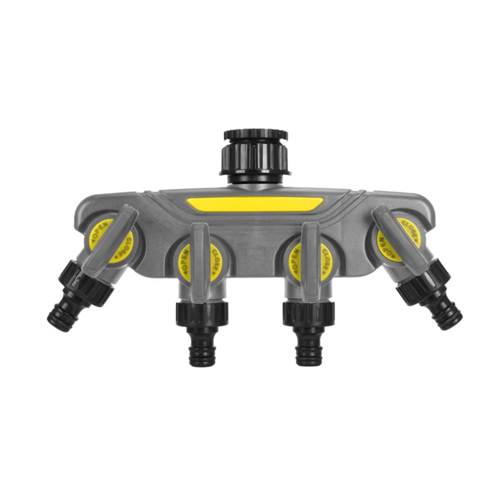 Изображение товара Разветвитель 4-канальный на кран 1/2-3/4 дюйма ЧЕТЫРЕ СЕЗОНА для садового полива