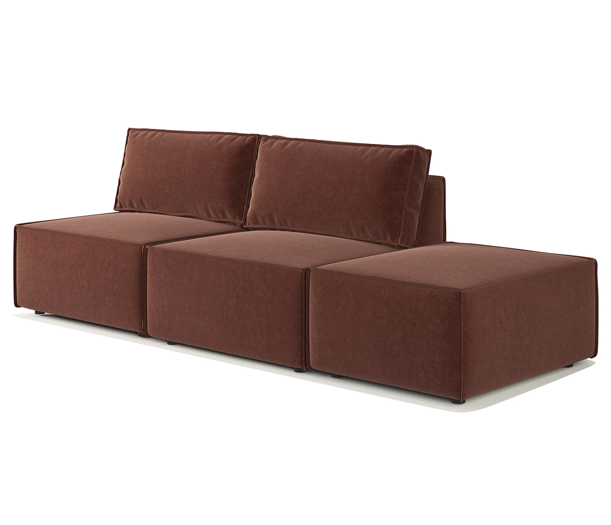 Изображение товара Диван прямой модульный с пуфом Гамма 25 265х95х70 см, правый велюр Дрим шоколад