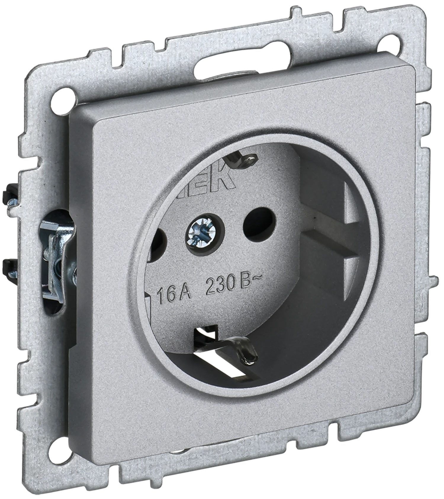 Изображение товара Розетка IEK BRITE 1 пост с заземлением Евророзетка скрытого монтажа серый
